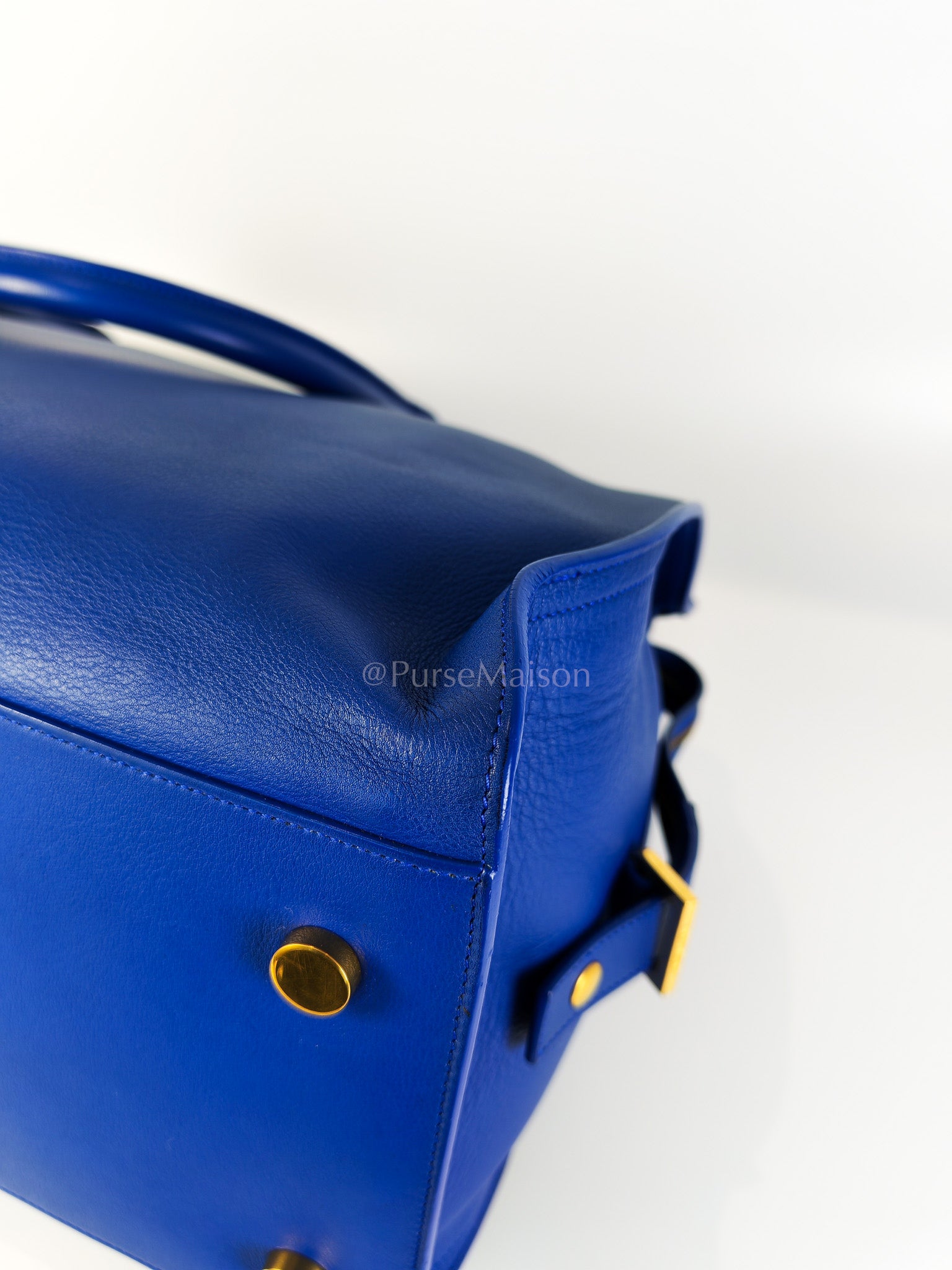 Cabas Handbag Large in Blue Calfskin Leather | Purse Maison Luxury Bags Shop