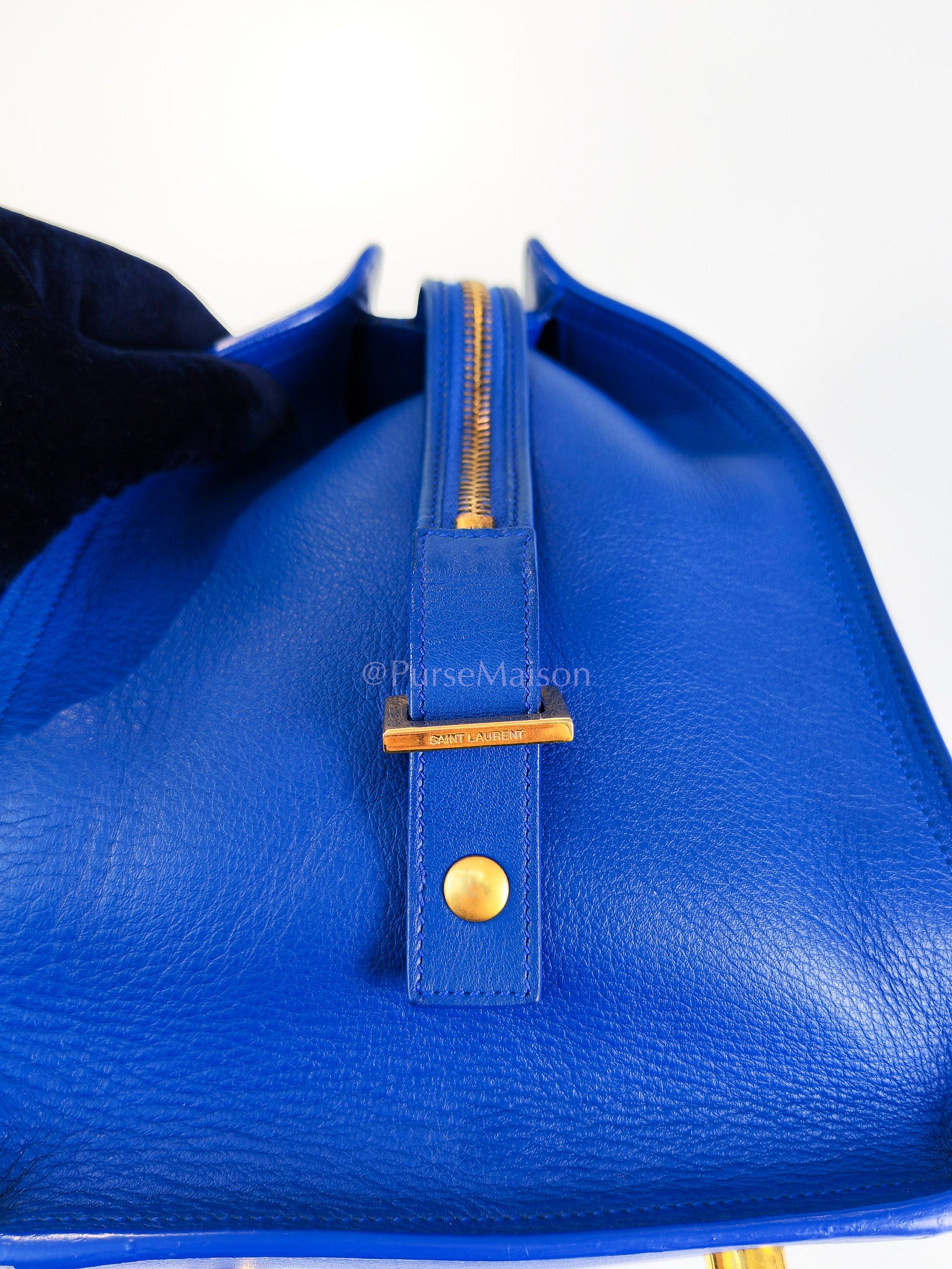 Cabas Handbag Large in Blue Calfskin Leather | Purse Maison Luxury Bags Shop