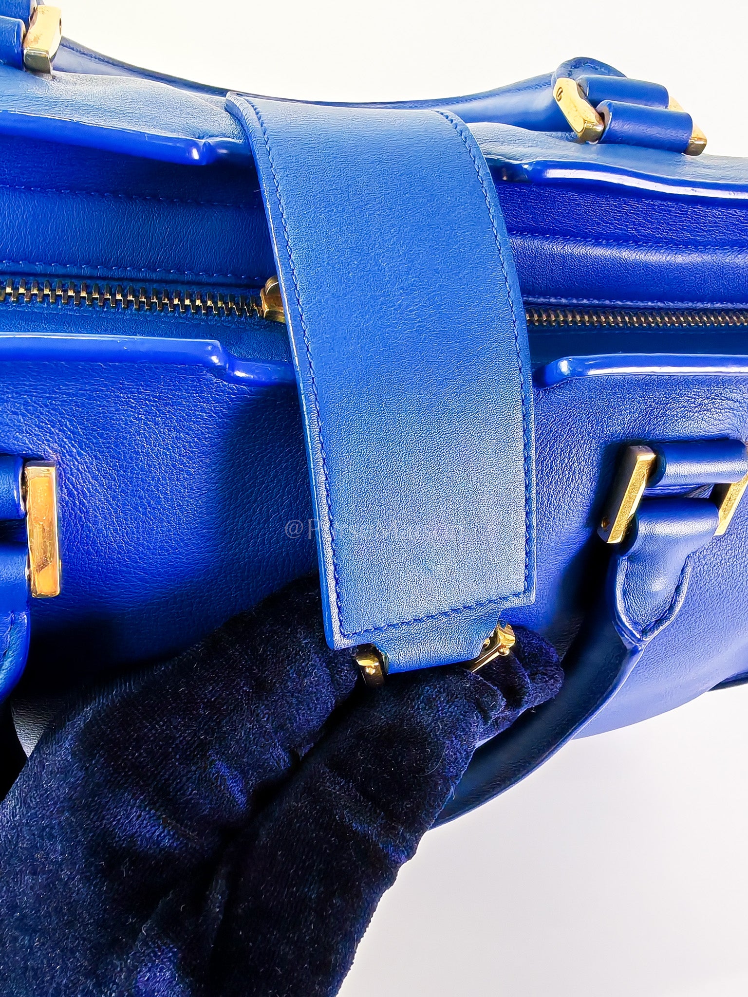 Cabas Handbag Large in Blue Calfskin Leather | Purse Maison Luxury Bags Shop