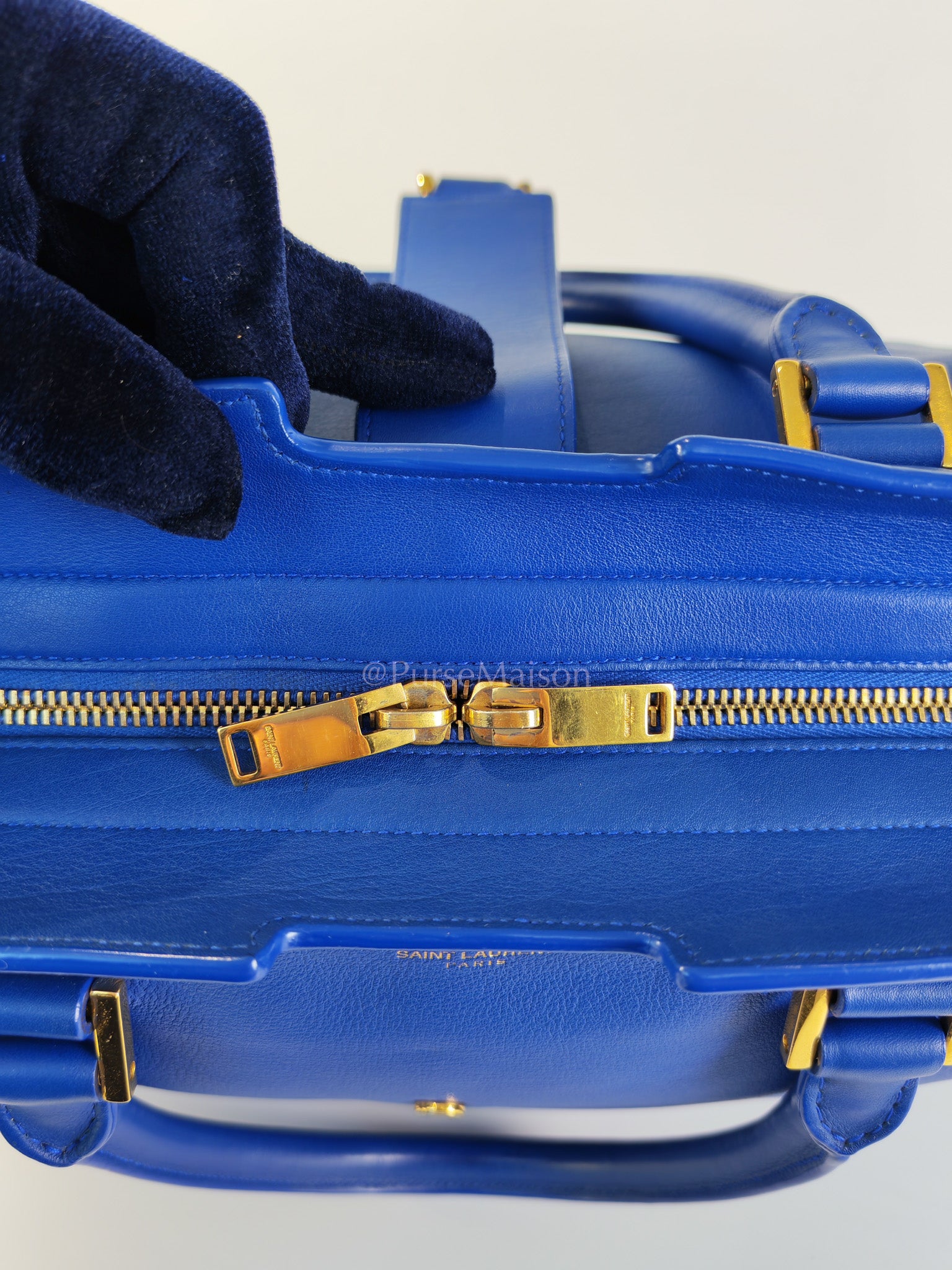 Cabas Handbag Large in Blue Calfskin Leather | Purse Maison Luxury Bags Shop