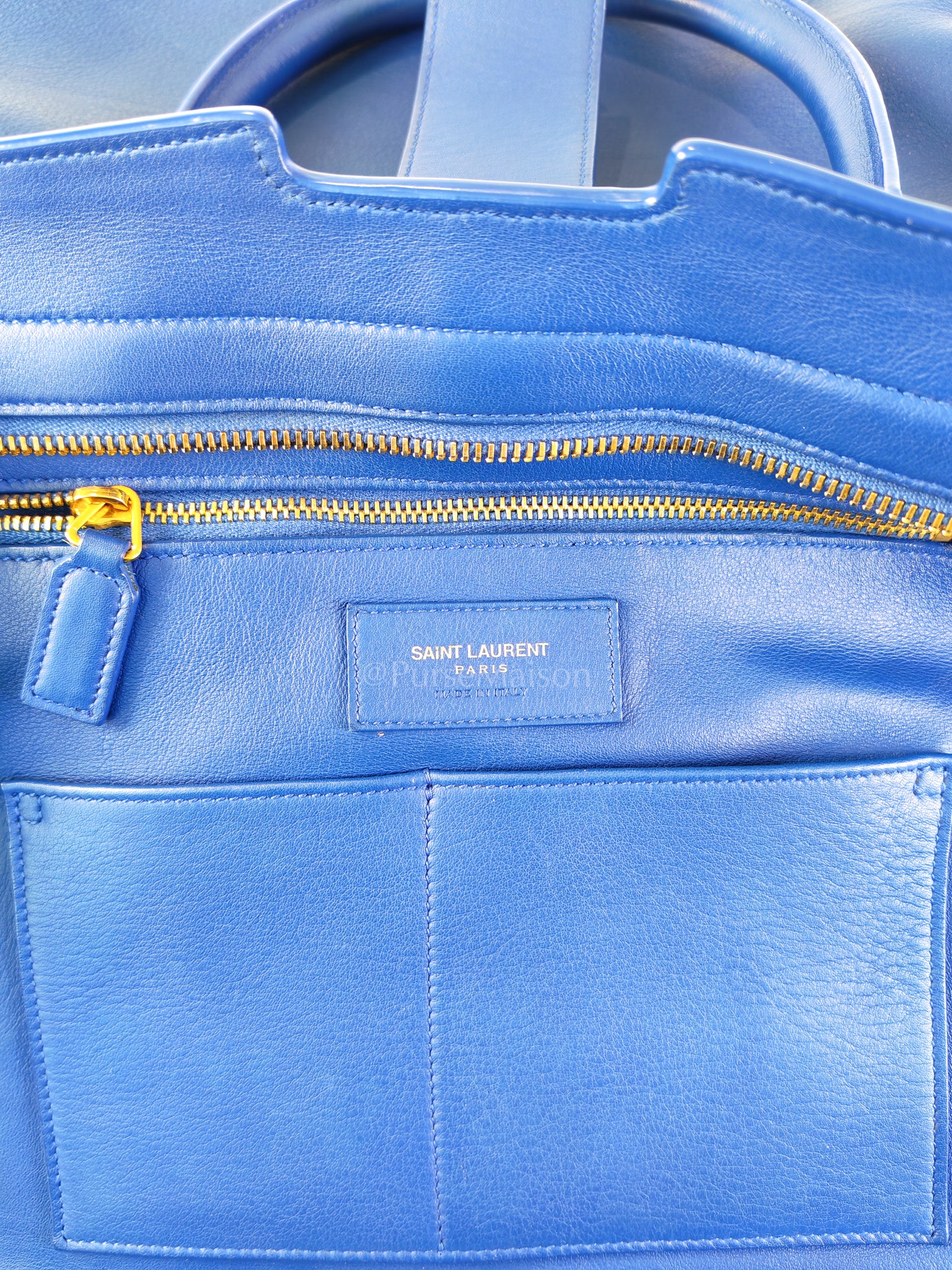 Cabas Handbag Large in Blue Calfskin Leather | Purse Maison Luxury Bags Shop