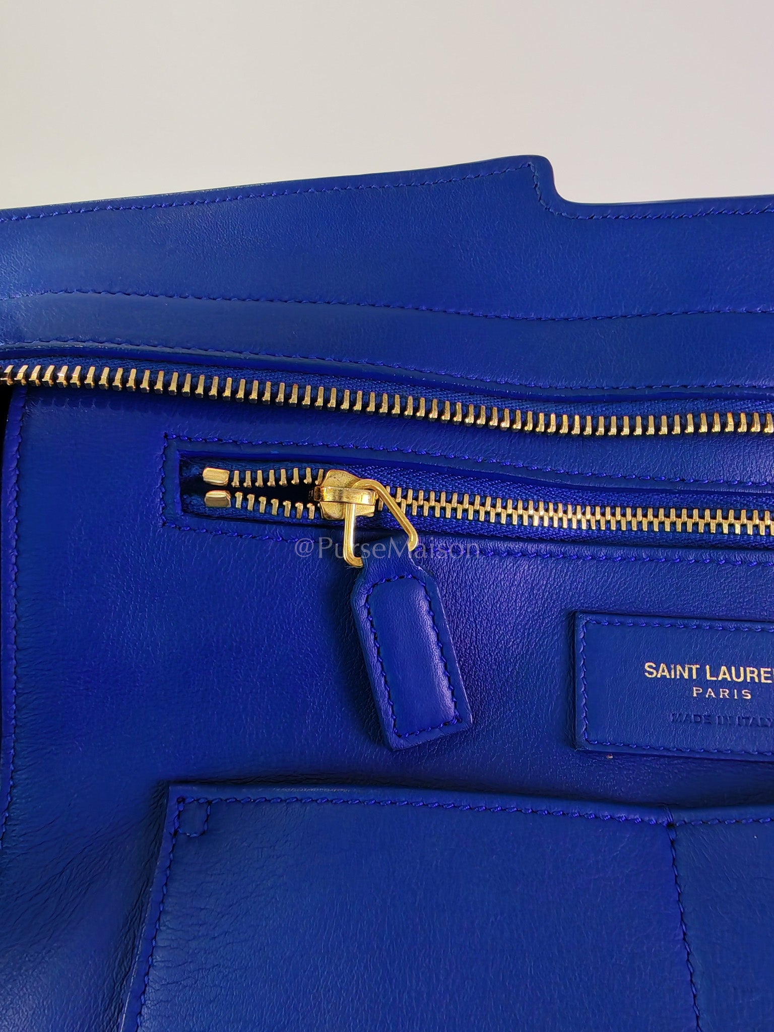 Cabas Handbag Large in Blue Calfskin Leather | Purse Maison Luxury Bags Shop