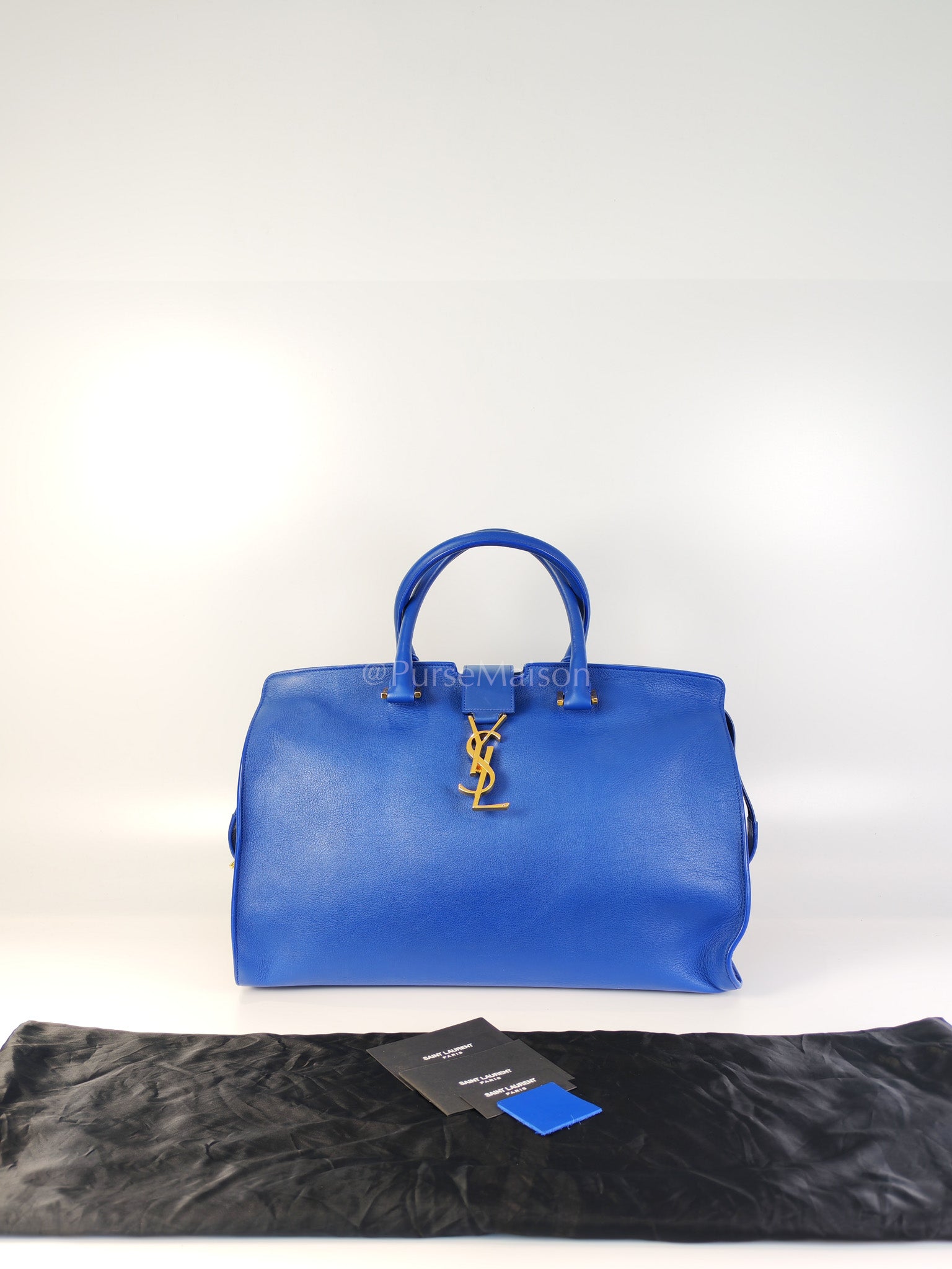 Cabas Handbag Large in Blue Calfskin Leather | Purse Maison Luxury Bags Shop