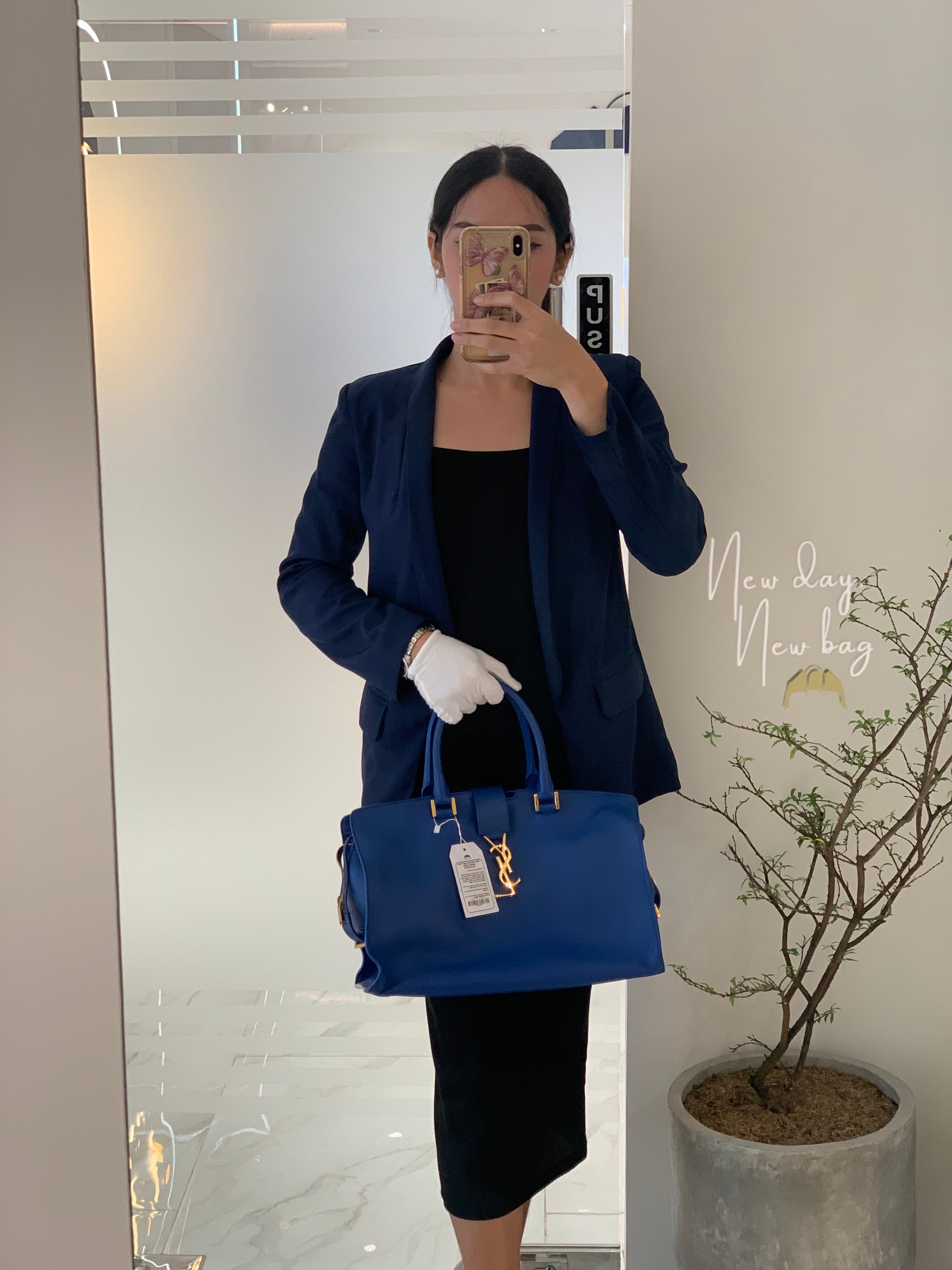 Cabas Handbag Large in Blue Calfskin Leather | Purse Maison Luxury Bags Shop