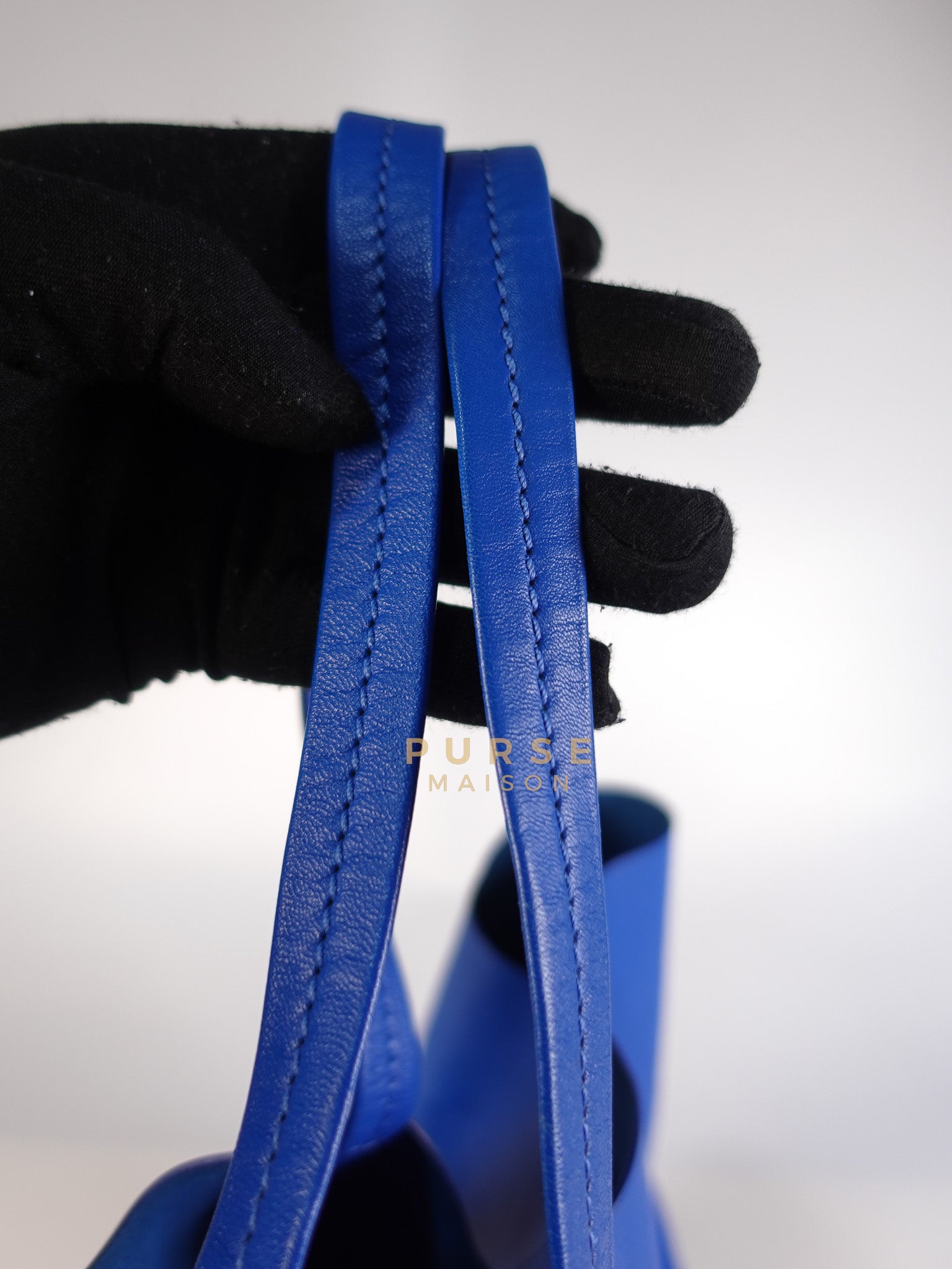 Cabas Tote Bag Large in Camel & Royal Blue Calfskin Leather | Purse Maison Luxury Bags Shop