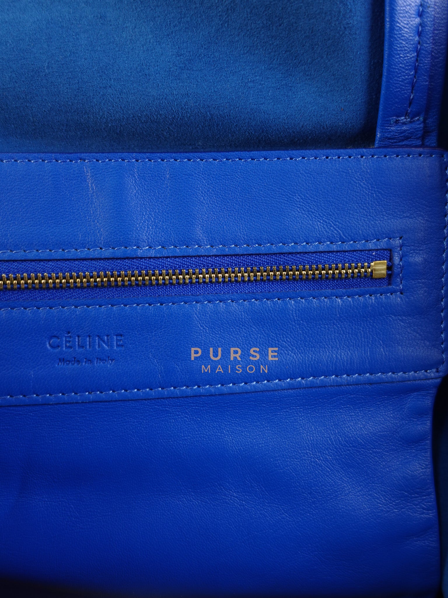 Cabas Tote Bag Large in Camel & Royal Blue Calfskin Leather | Purse Maison Luxury Bags Shop