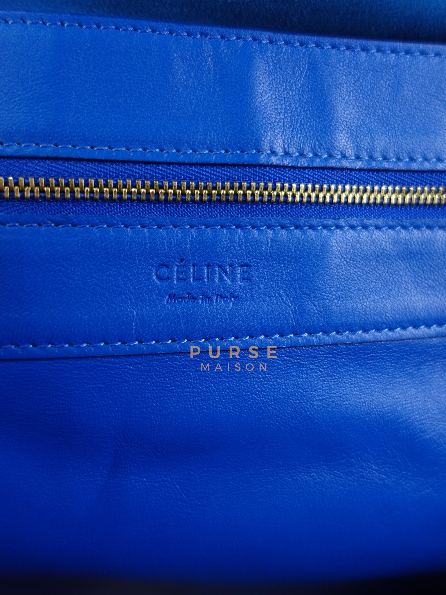 Cabas Tote Bag Large in Camel & Royal Blue Calfskin Leather | Purse Maison Luxury Bags Shop