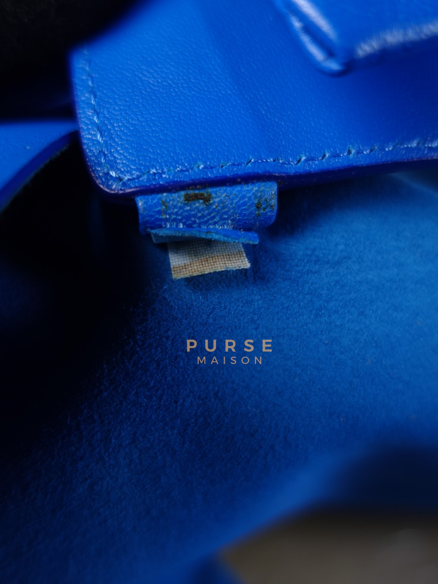 Cabas Tote Bag Large in Camel & Royal Blue Calfskin Leather | Purse Maison Luxury Bags Shop