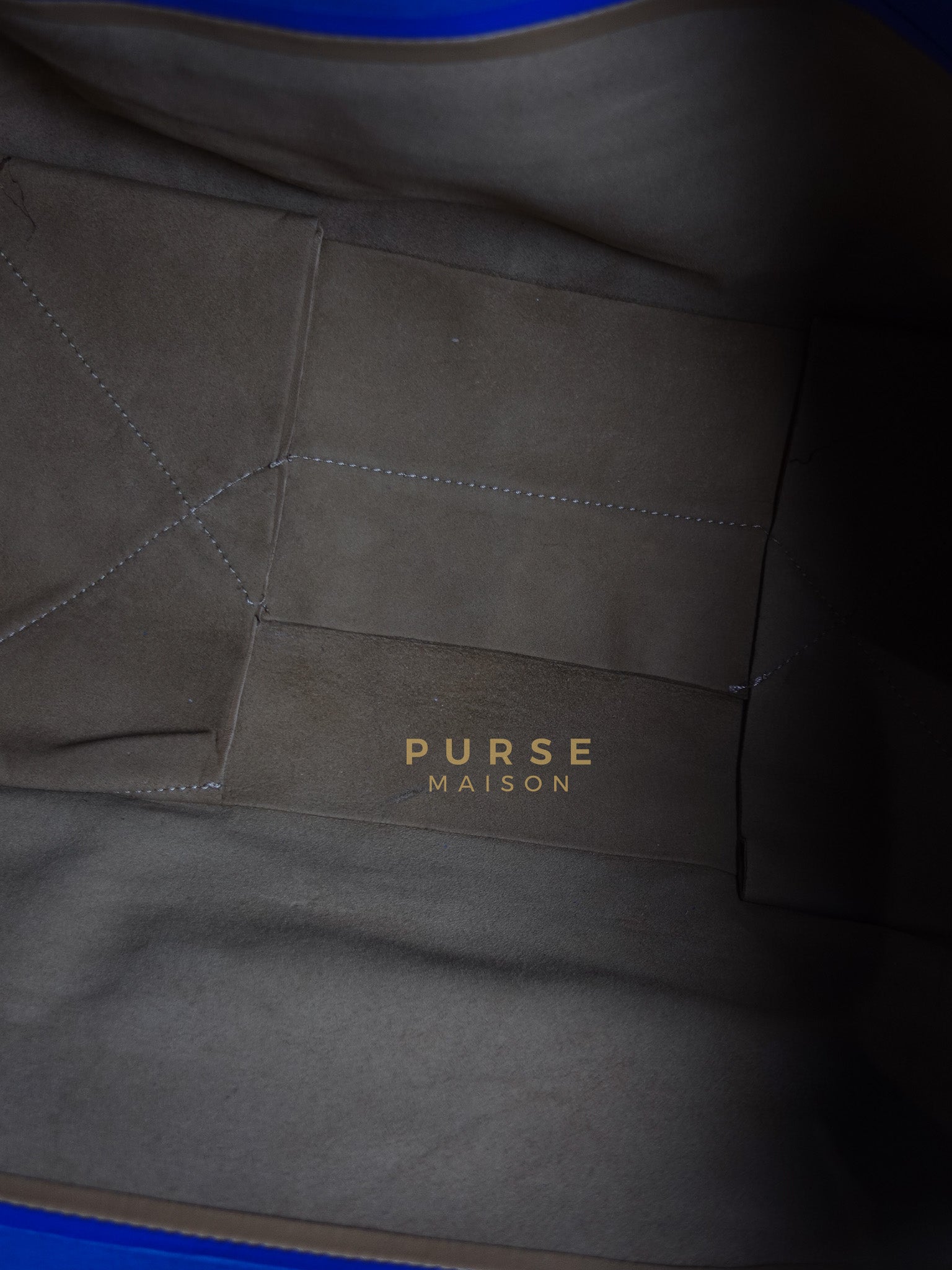 Cabas Tote Bag Large in Camel & Royal Blue Calfskin Leather | Purse Maison Luxury Bags Shop