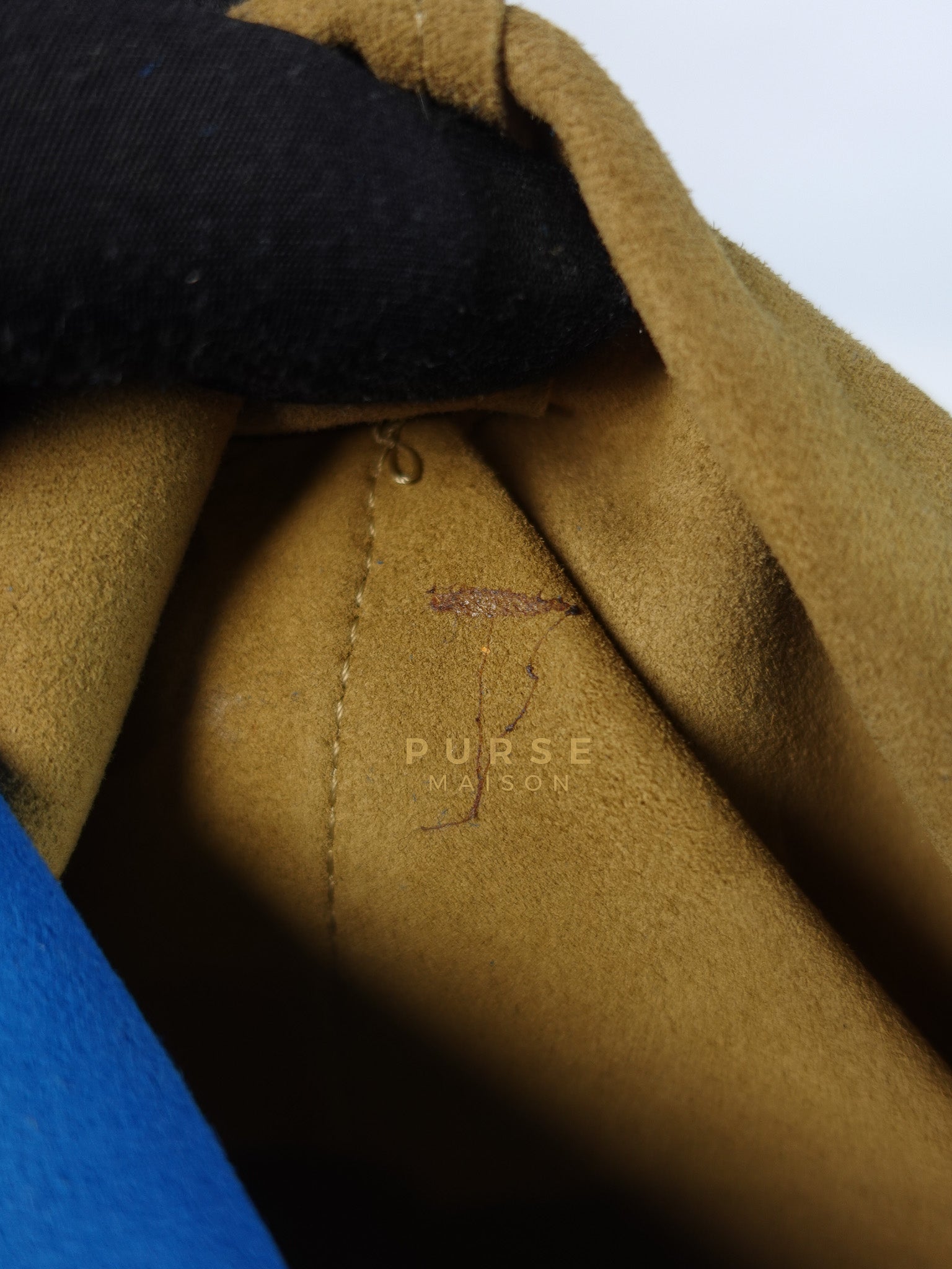 Cabas Tote Bag Large in Camel & Royal Blue Calfskin Leather | Purse Maison Luxury Bags Shop