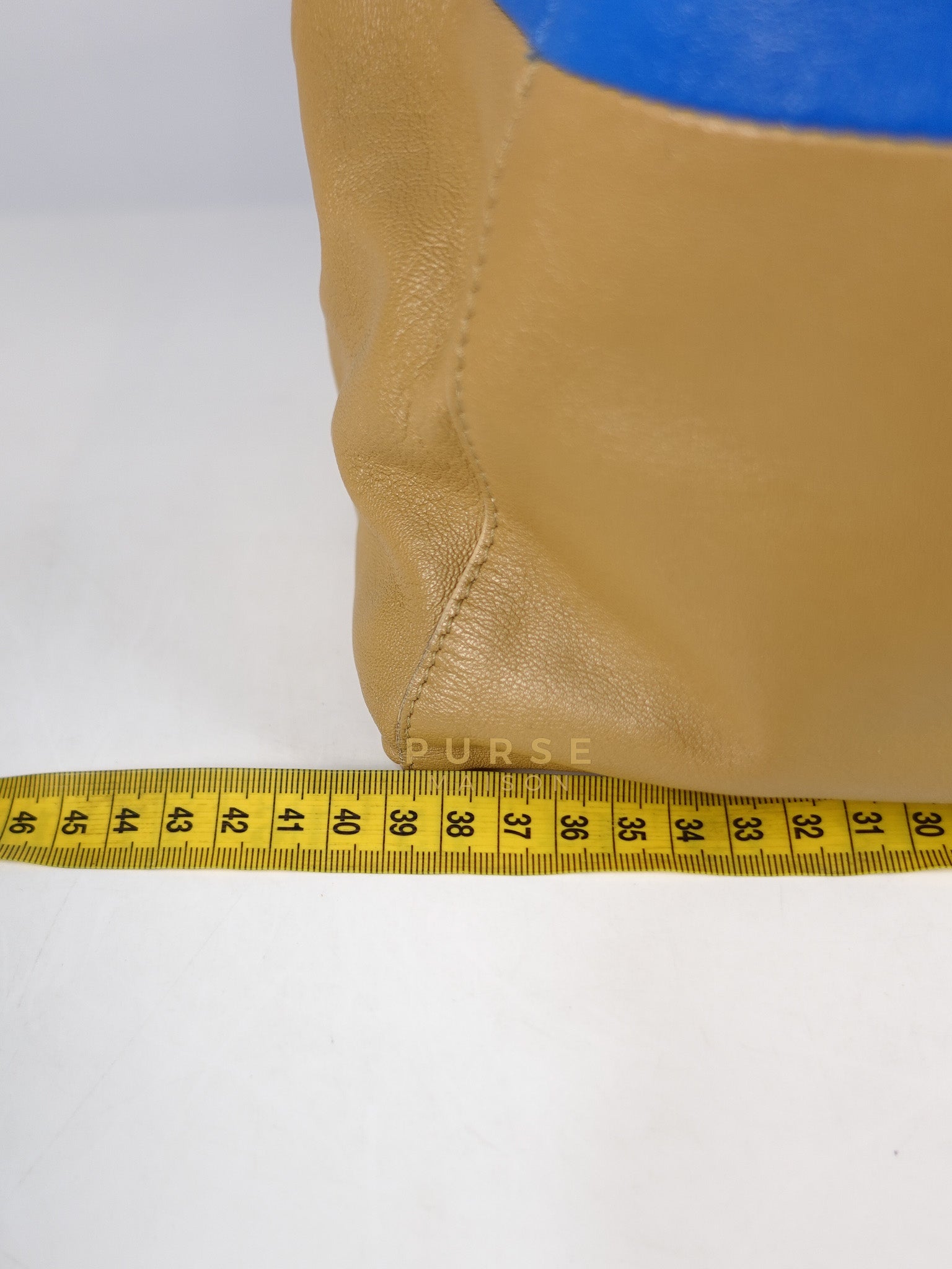 Cabas Tote Bag Large in Camel & Royal Blue Calfskin Leather | Purse Maison Luxury Bags Shop