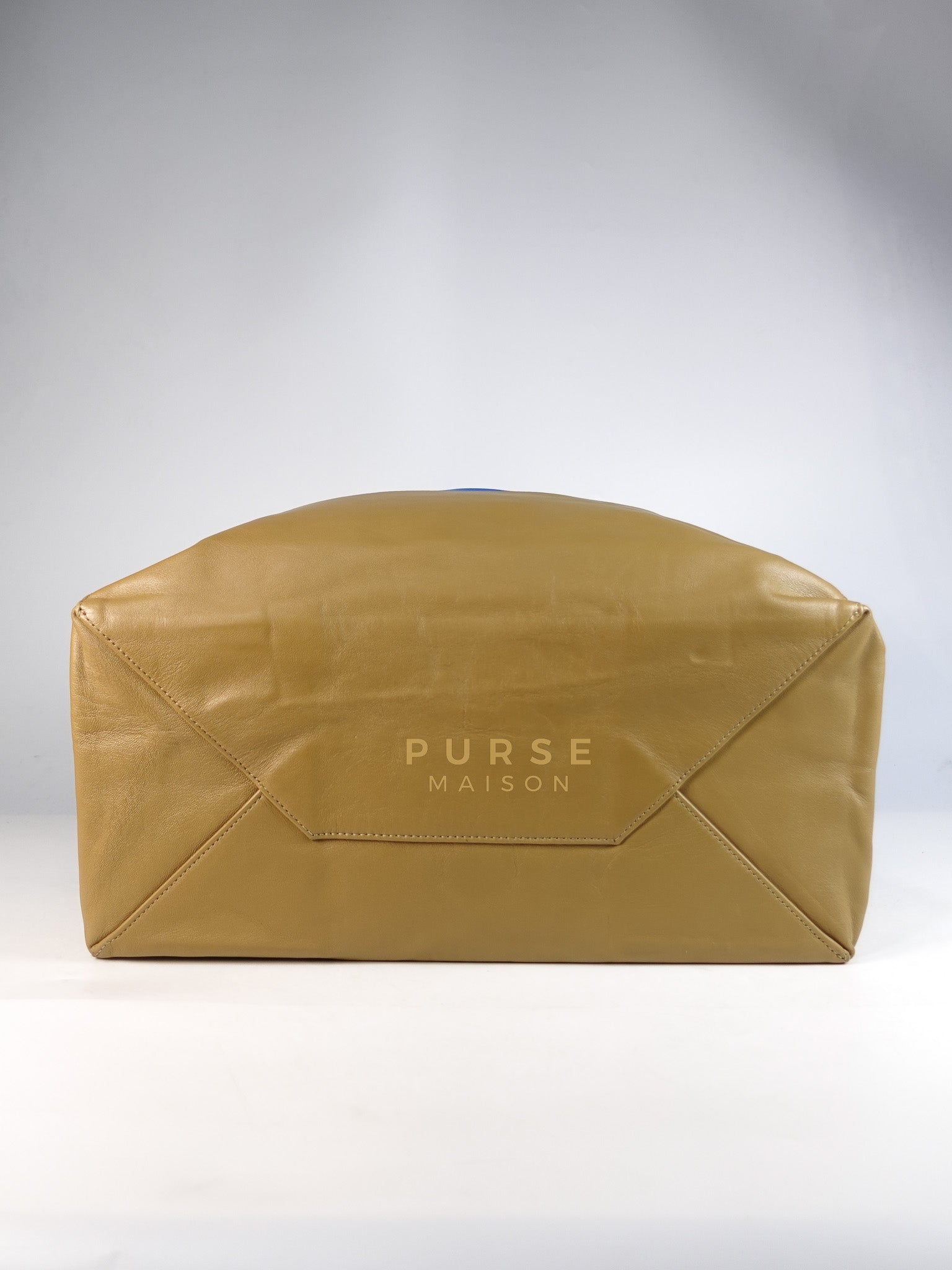 Cabas Tote Bag Large in Camel & Royal Blue Calfskin Leather | Purse Maison Luxury Bags Shop