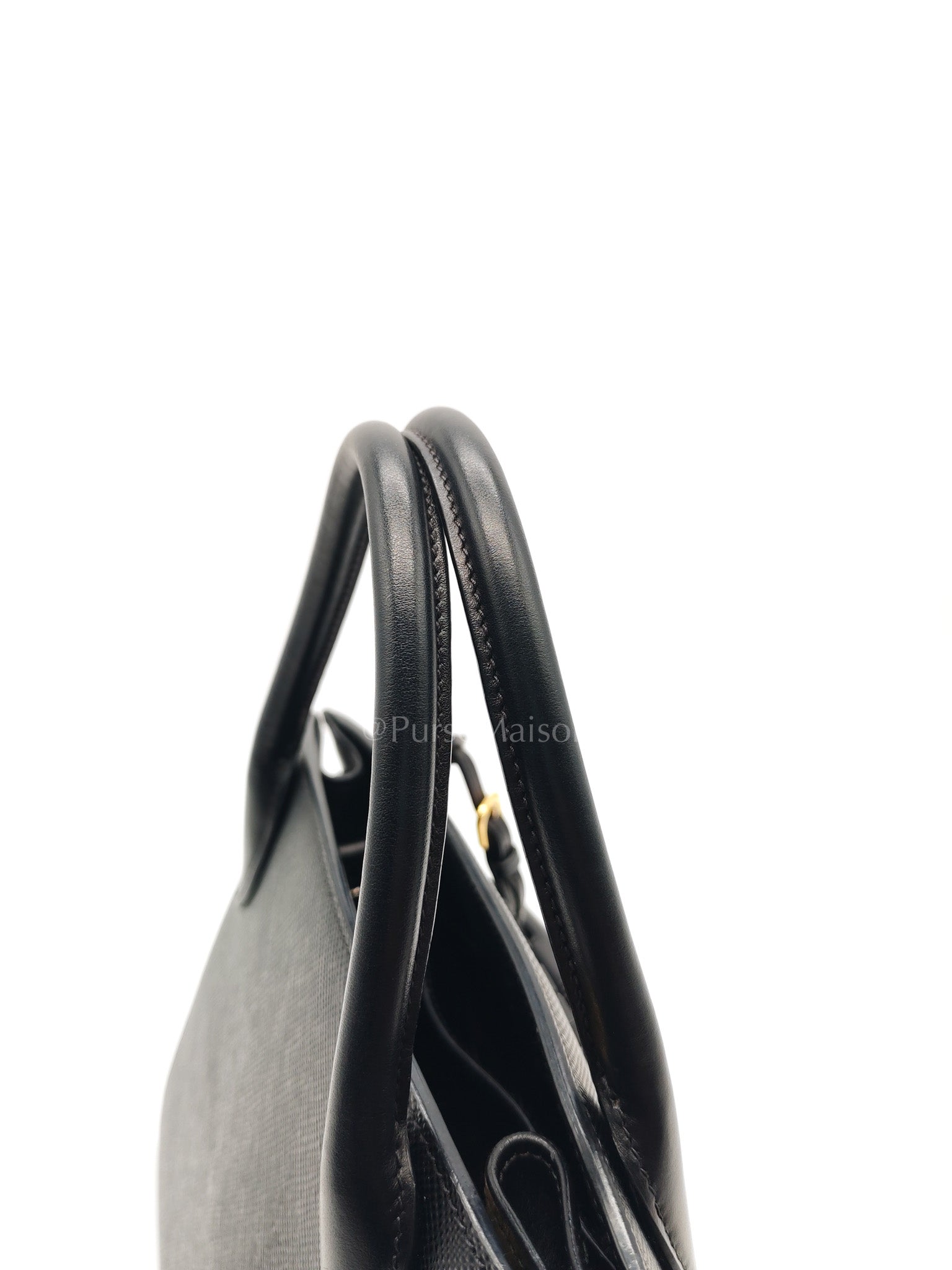 1BA156 Monochrome Bag Small in Black Saffiano Cuir Leater Gold Hardware