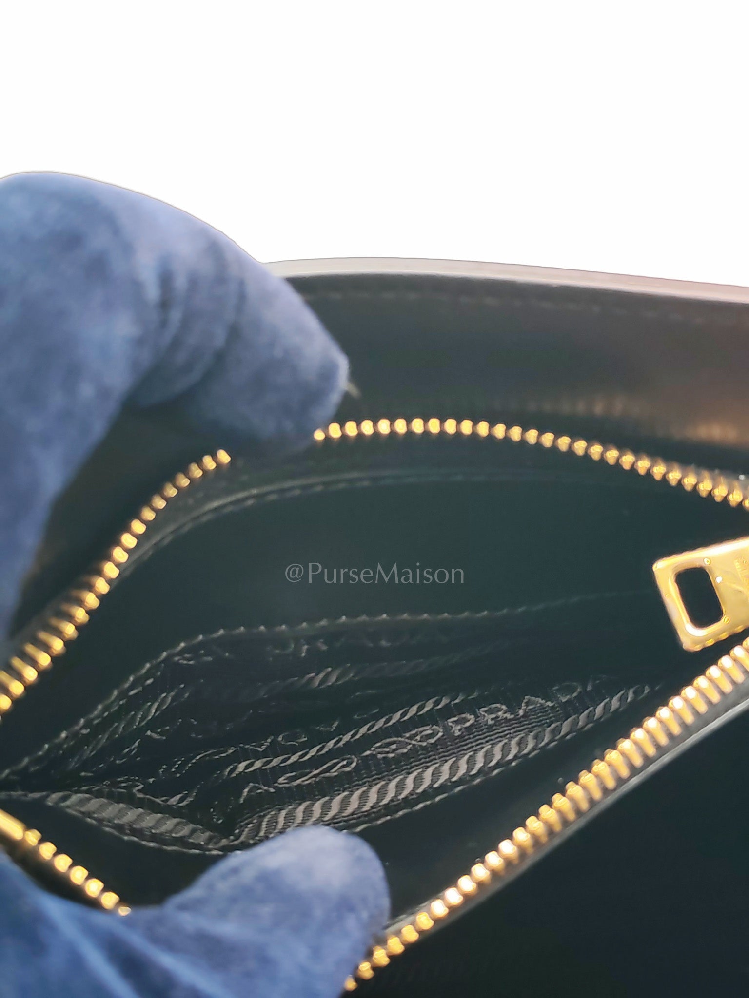 1BA156 Monochrome Bag Small in Black Saffiano Cuir Leater Gold Hardware