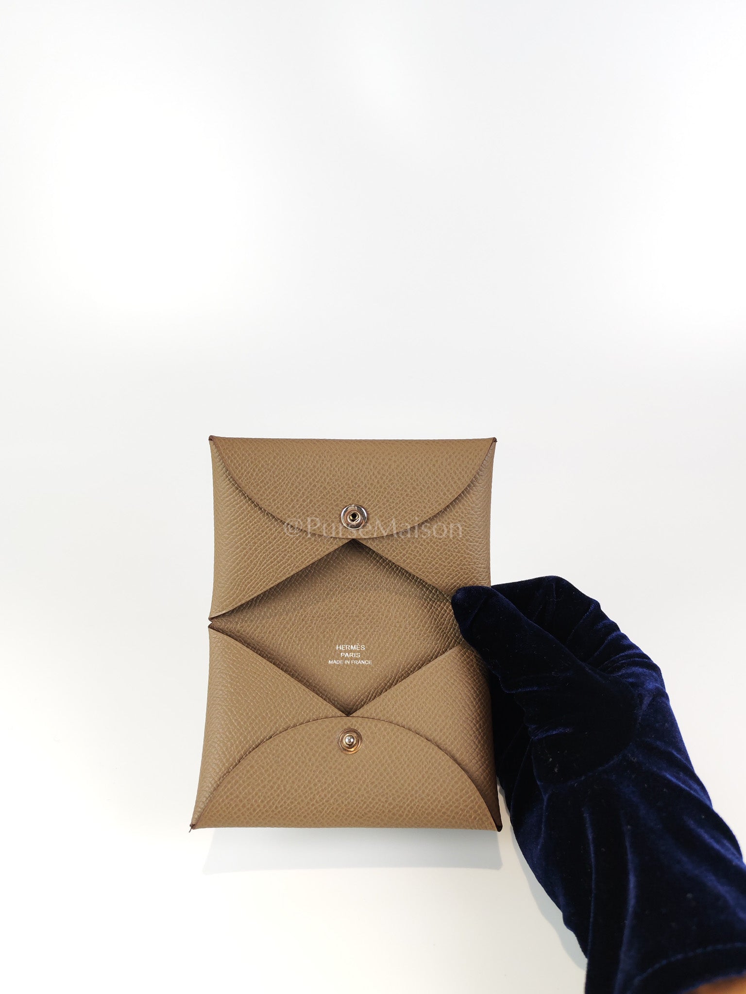 Calvi Card Holder in Etoupe Epsom Leather Stamp W(2024) | Purse Maison Luxury Bags Shop