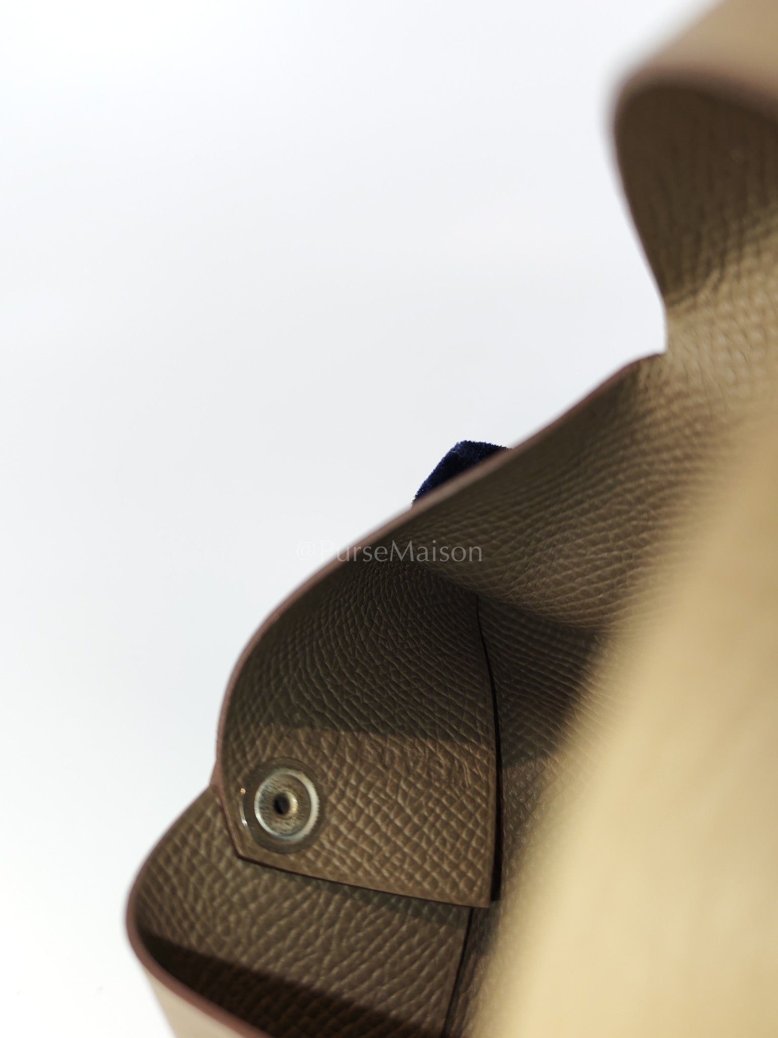 Calvi Card Holder in Etoupe Epsom Leather Stamp W(2024) | Purse Maison Luxury Bags Shop