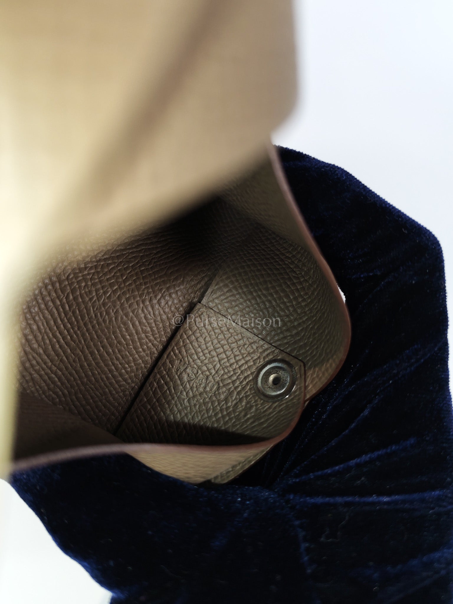 Calvi Card Holder in Etoupe Epsom Leather Stamp W(2024) | Purse Maison Luxury Bags Shop