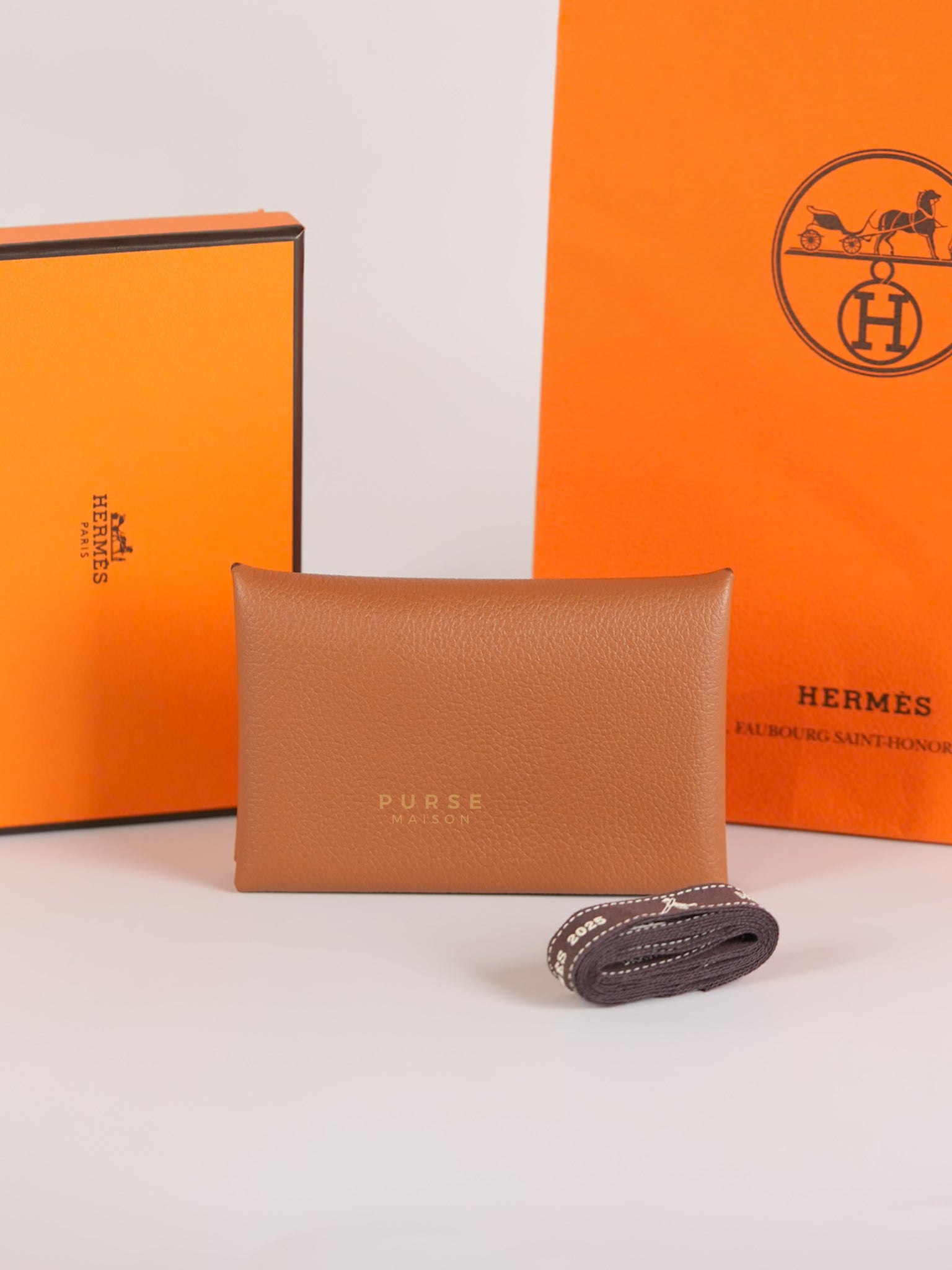 Calvi Card Holder in Gold Epsom Palladium Hardware Stamp W (2024) | Purse Maison Luxury Bags Shop