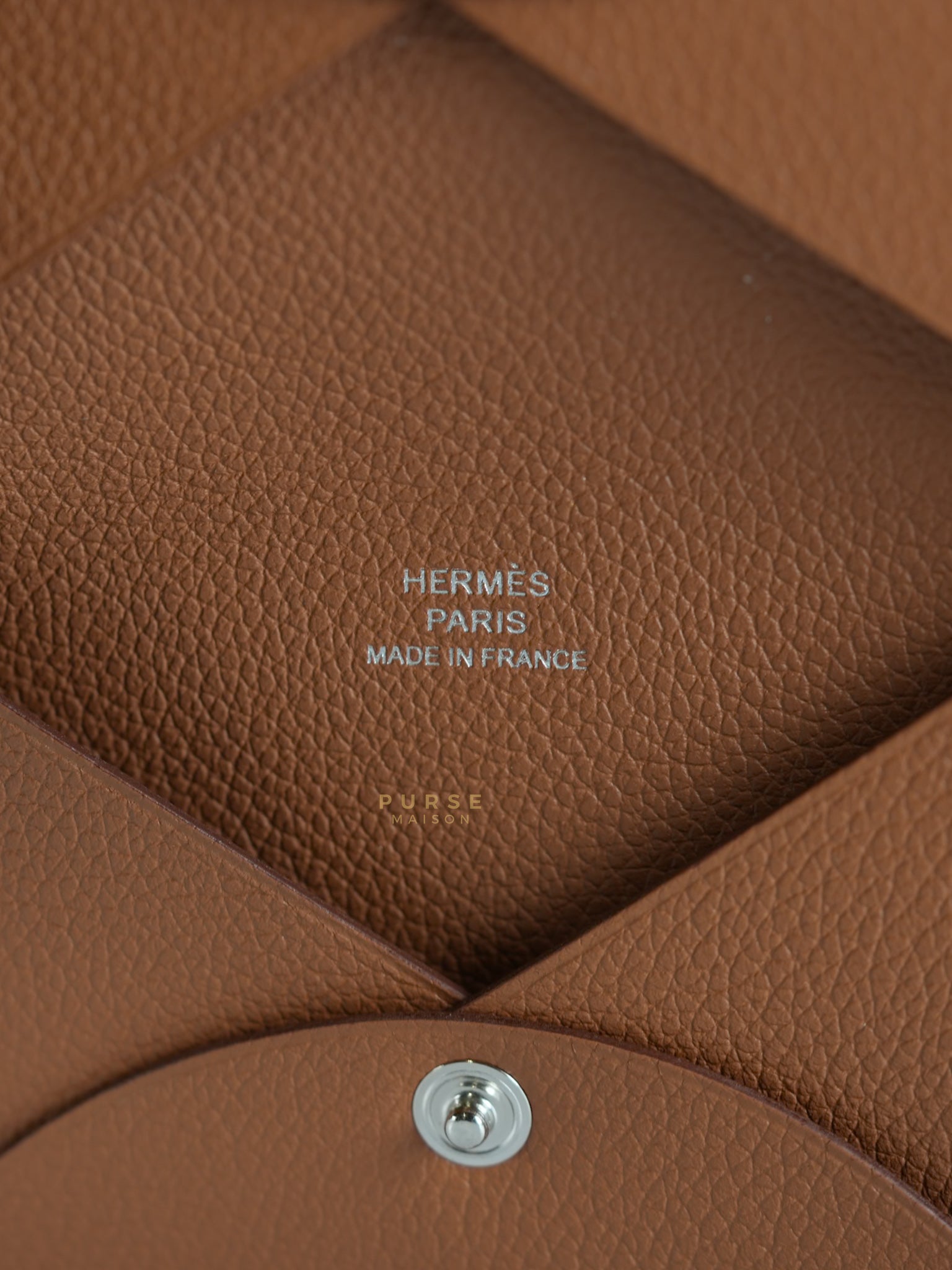 Calvi Card Holder in Gold Epsom Palladium Hardware Stamp W (2024) | Purse Maison Luxury Bags Shop