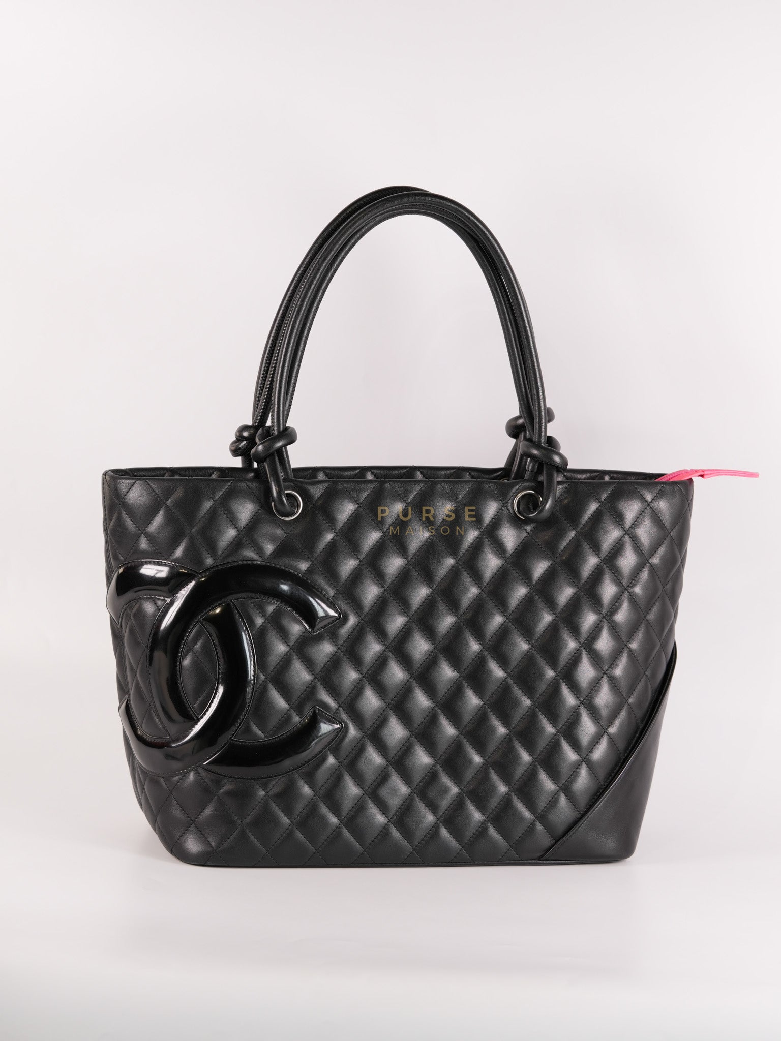 Cambon Medium in Black Lambskin Leather and Silver Hardware Series 12 | Purse Maison Luxury Bags Shop