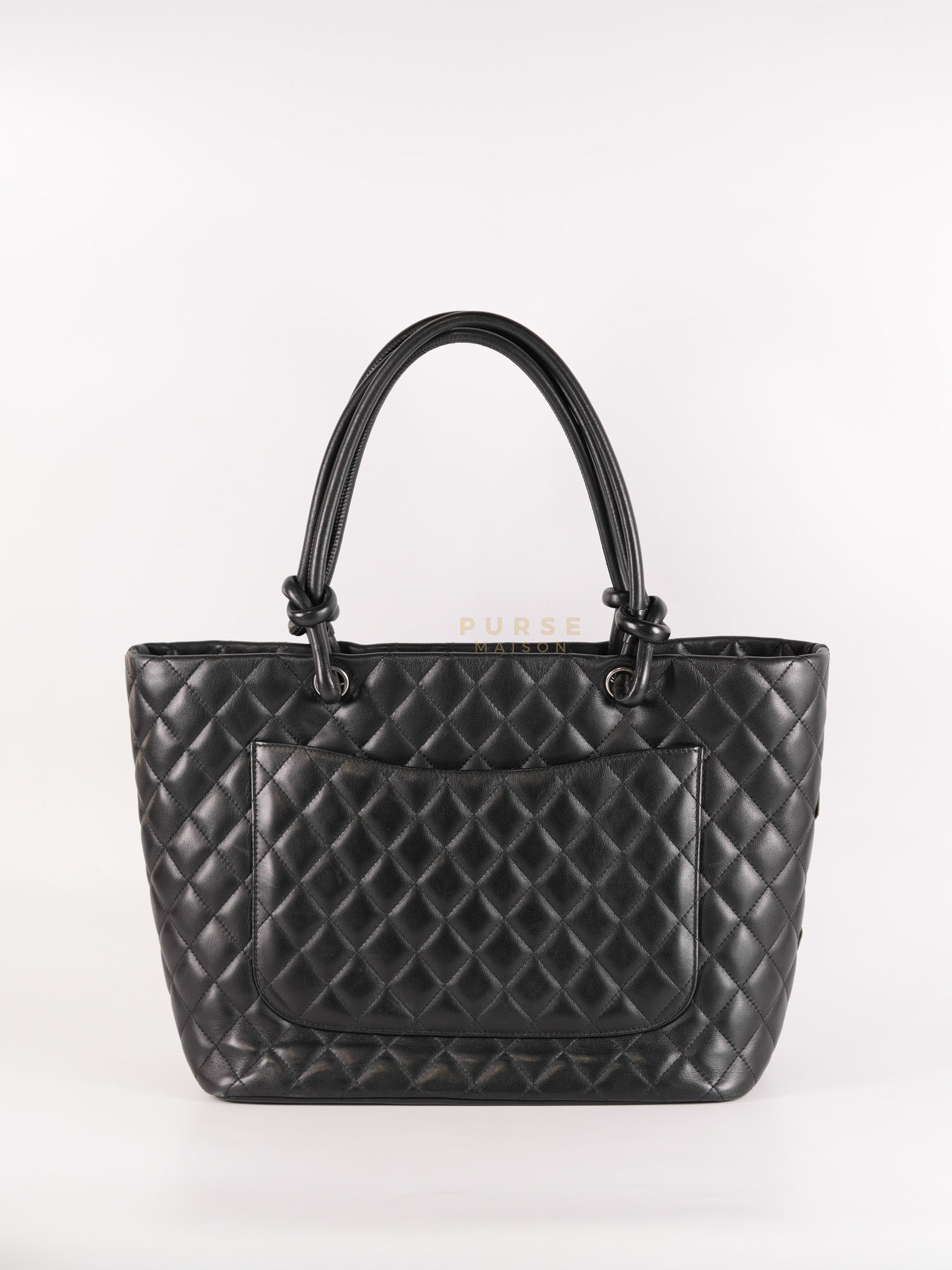 Cambon Medium in Black Lambskin Leather and Silver Hardware Series 12 | Purse Maison Luxury Bags Shop
