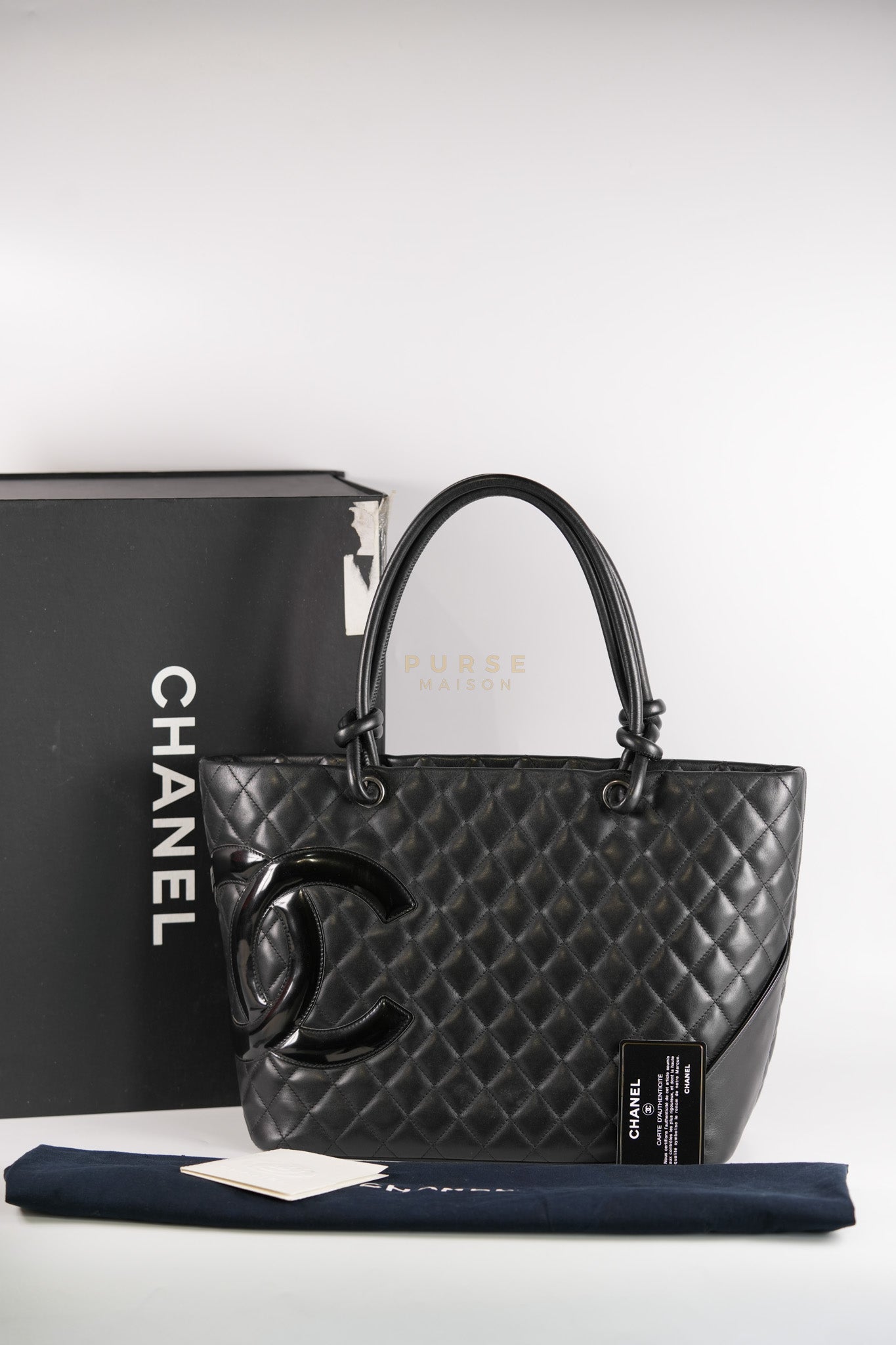 Cambon Medium in Black Lambskin Leather and Silver Hardware Series 12 | Purse Maison Luxury Bags Shop