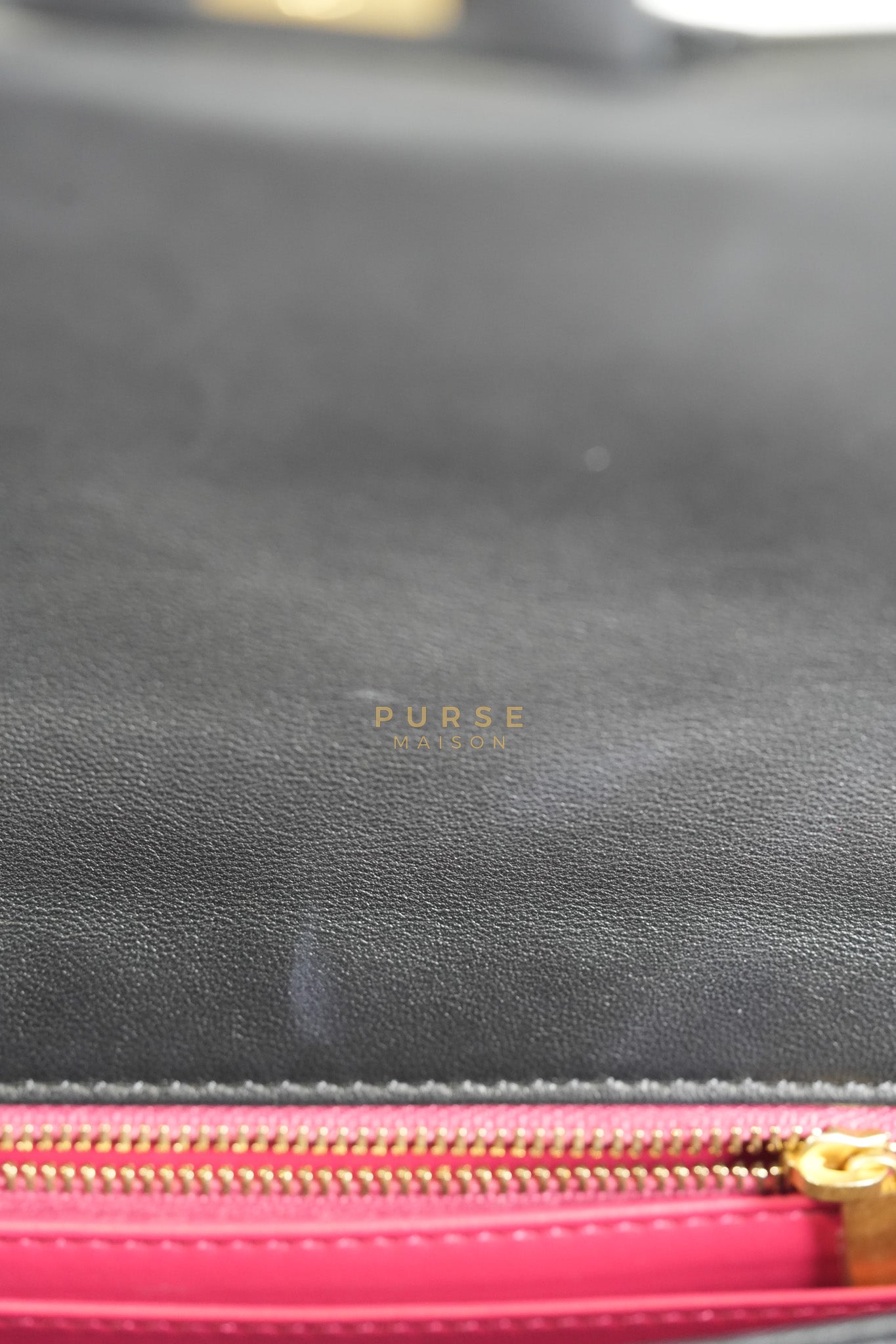 Camellia Crush Flap Medium in Black Lambskin Leather Aged Gold Hardware (Microchip) | Purse Maison Luxury Bags Shop