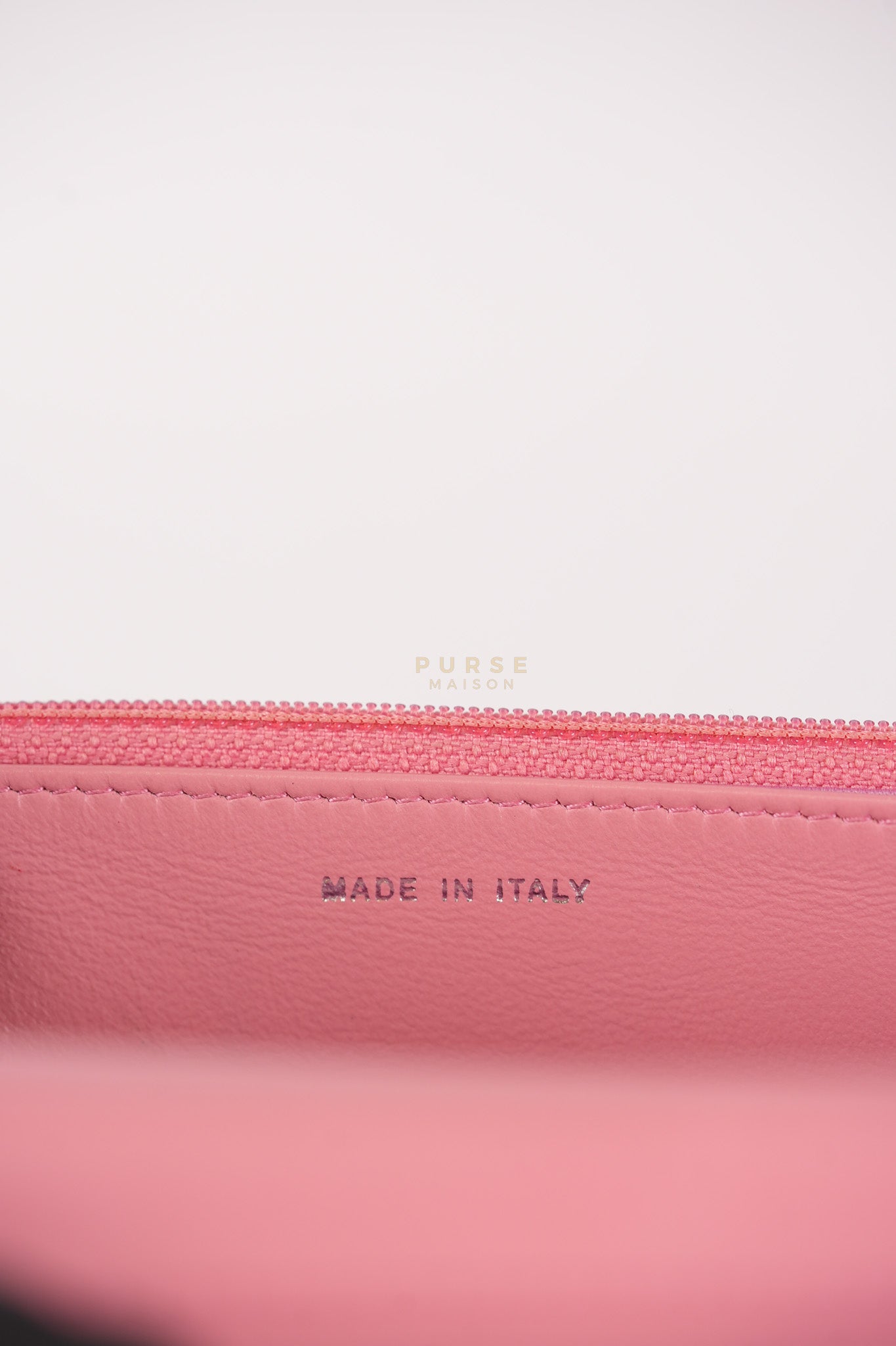 Camellia Embossed Wallet On Chain (WOC) in Pink Lambskin Leather and Silver Hardware Series 16 | Purse Maison Luxury Bags Shop