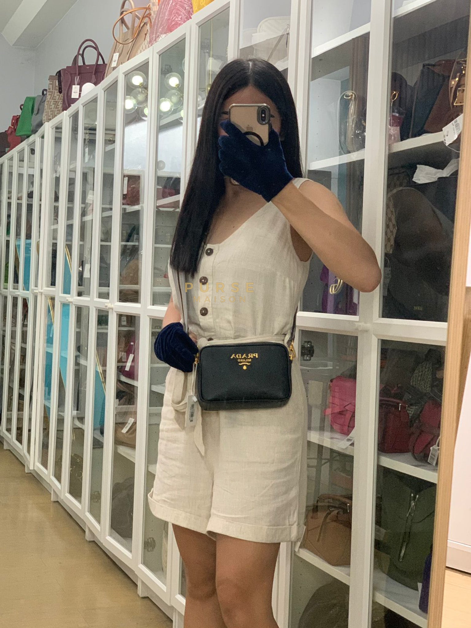 Camera Bag in Black Milano Leather & Gold Hardware | Purse Maison Luxury Bags Shop