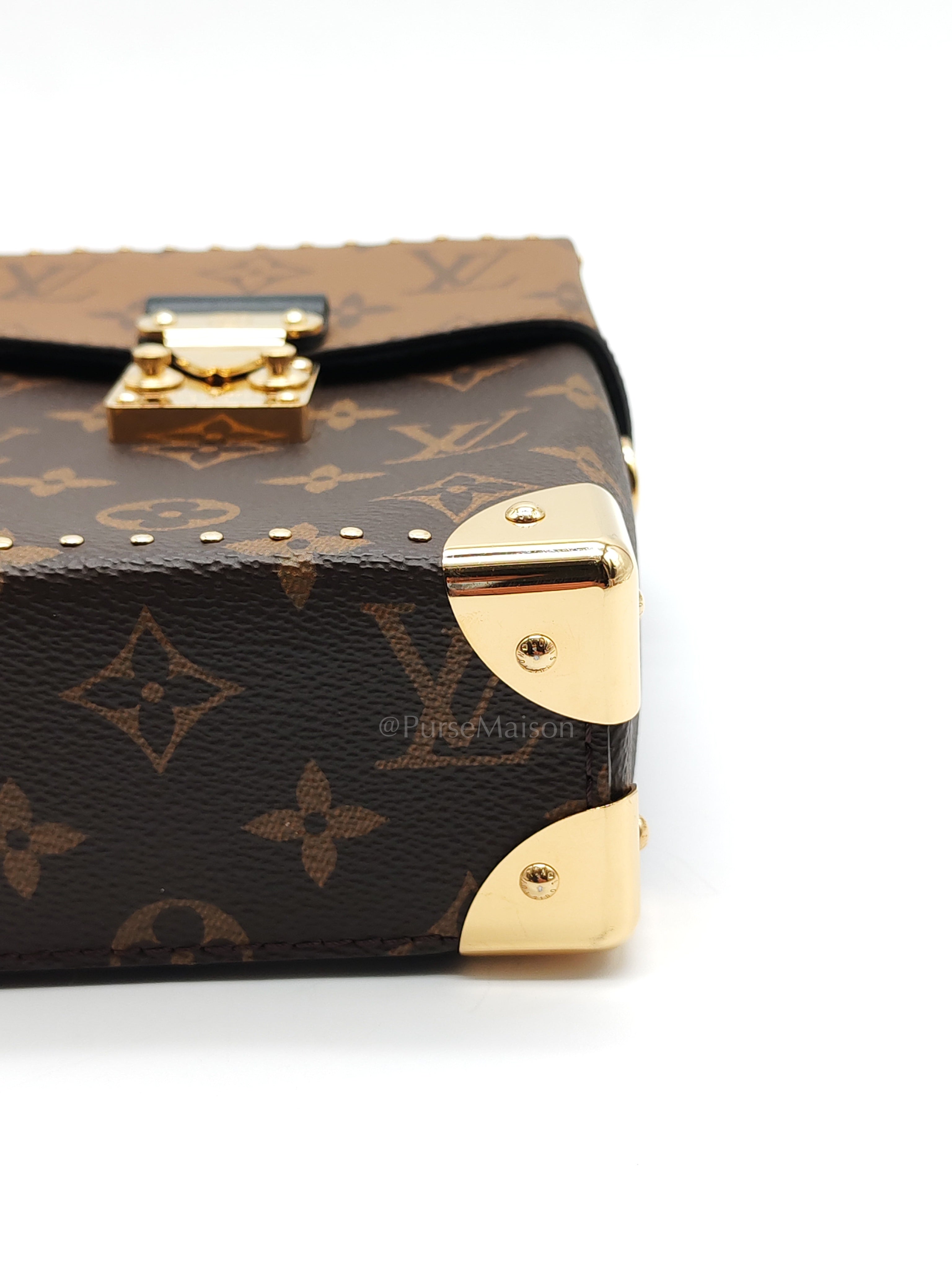 Camera Box Handbag in Reverse Monogram Canvas & Gold Hardware Microchip | Purse Maison Luxury Bags Shop