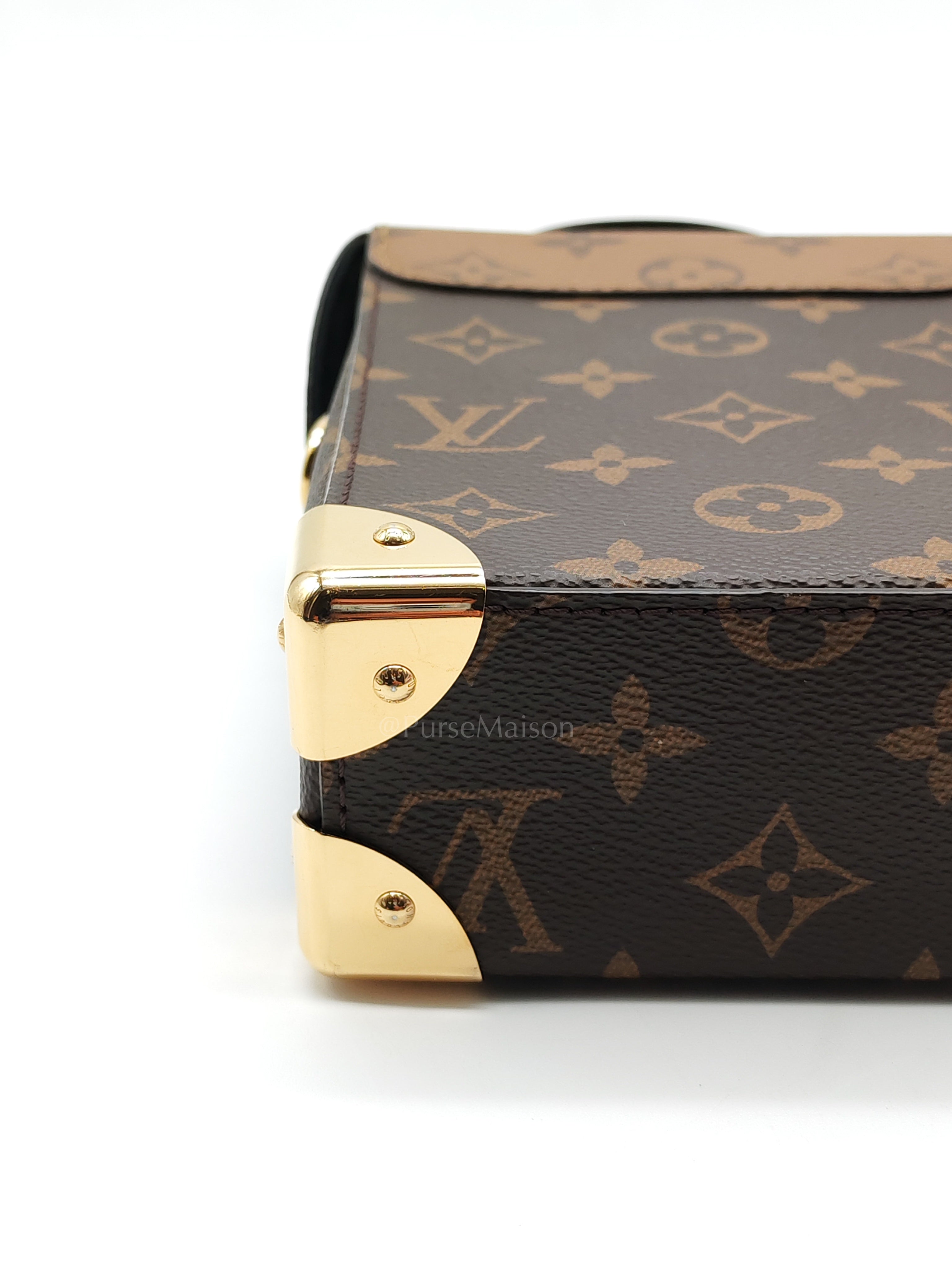 Camera Box Handbag in Reverse Monogram Canvas & Gold Hardware Microchip | Purse Maison Luxury Bags Shop