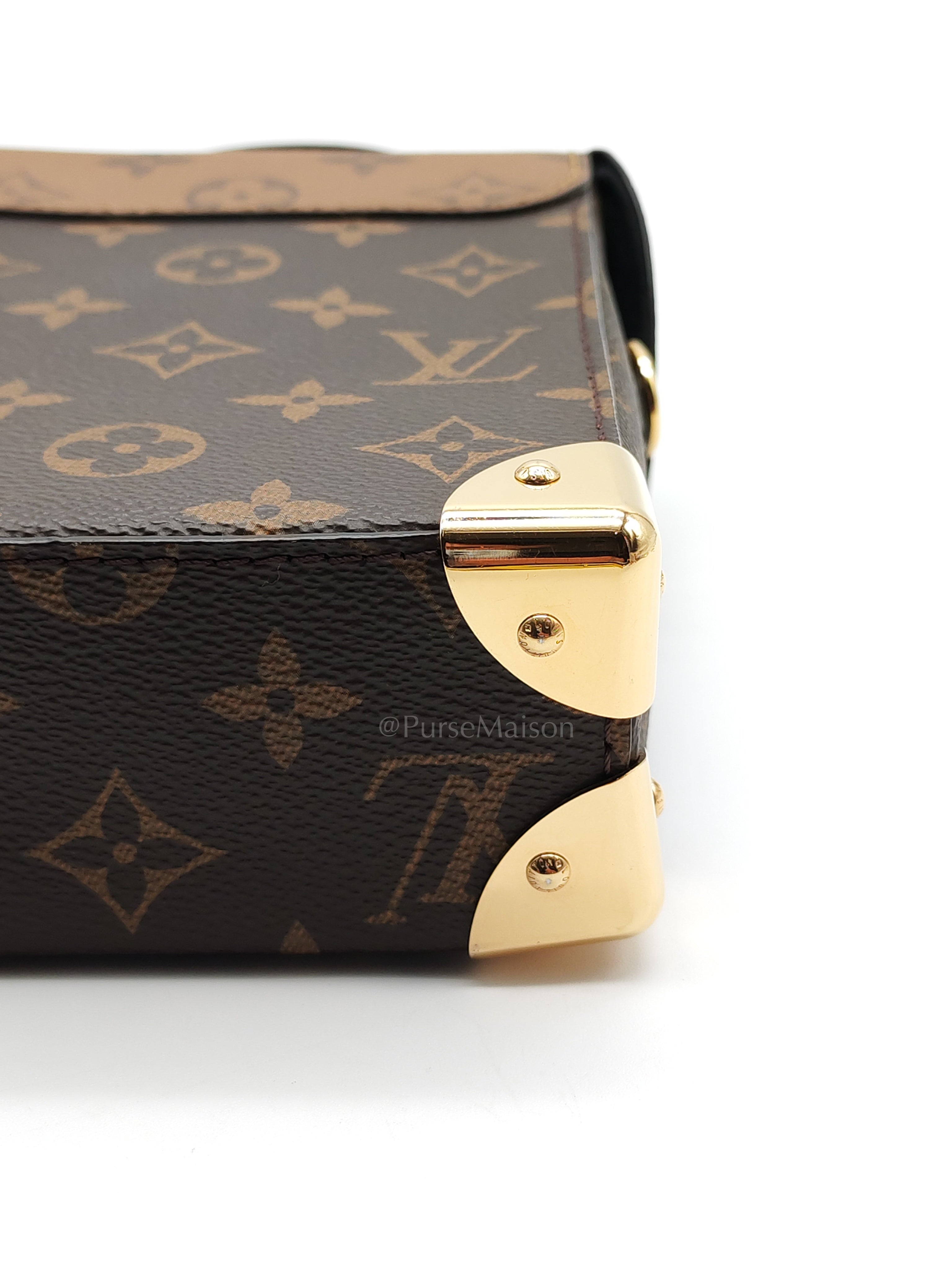 Camera Box Handbag in Reverse Monogram Canvas & Gold Hardware Microchip | Purse Maison Luxury Bags Shop