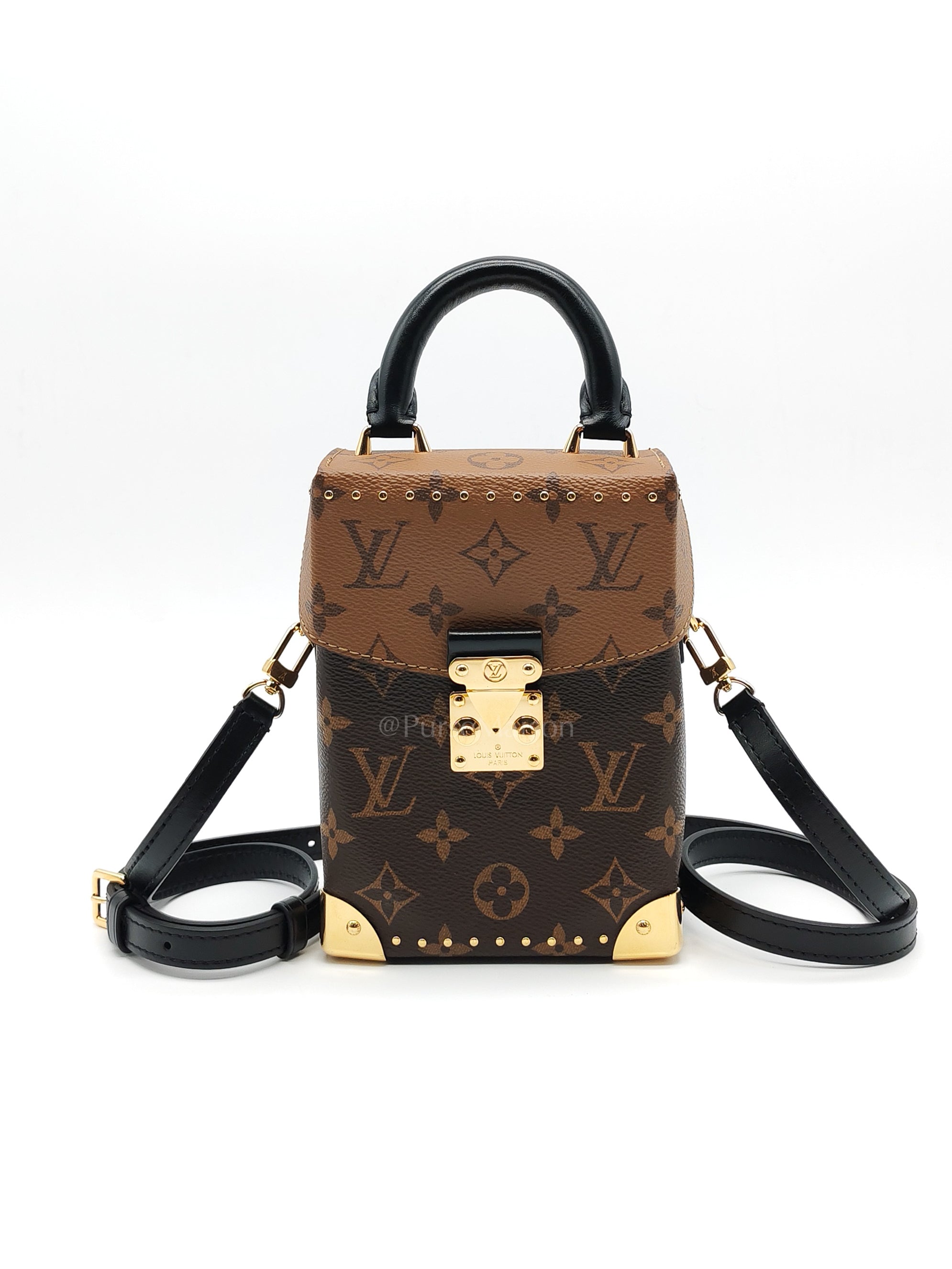 Camera Box Handbag in Reverse Monogram Canvas & Gold Hardware Microchip | Purse Maison Luxury Bags Shop