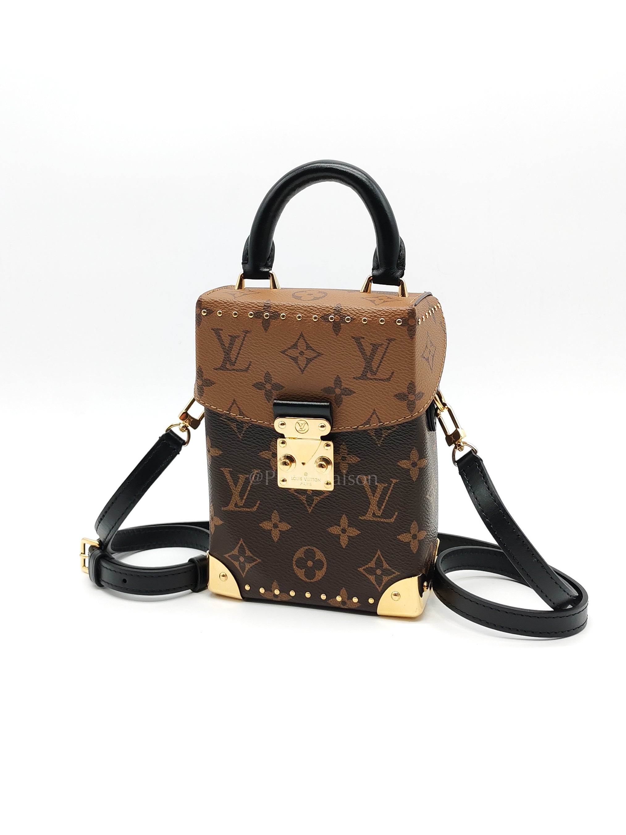Camera Box Handbag in Reverse Monogram Canvas & Gold Hardware Microchip | Purse Maison Luxury Bags Shop