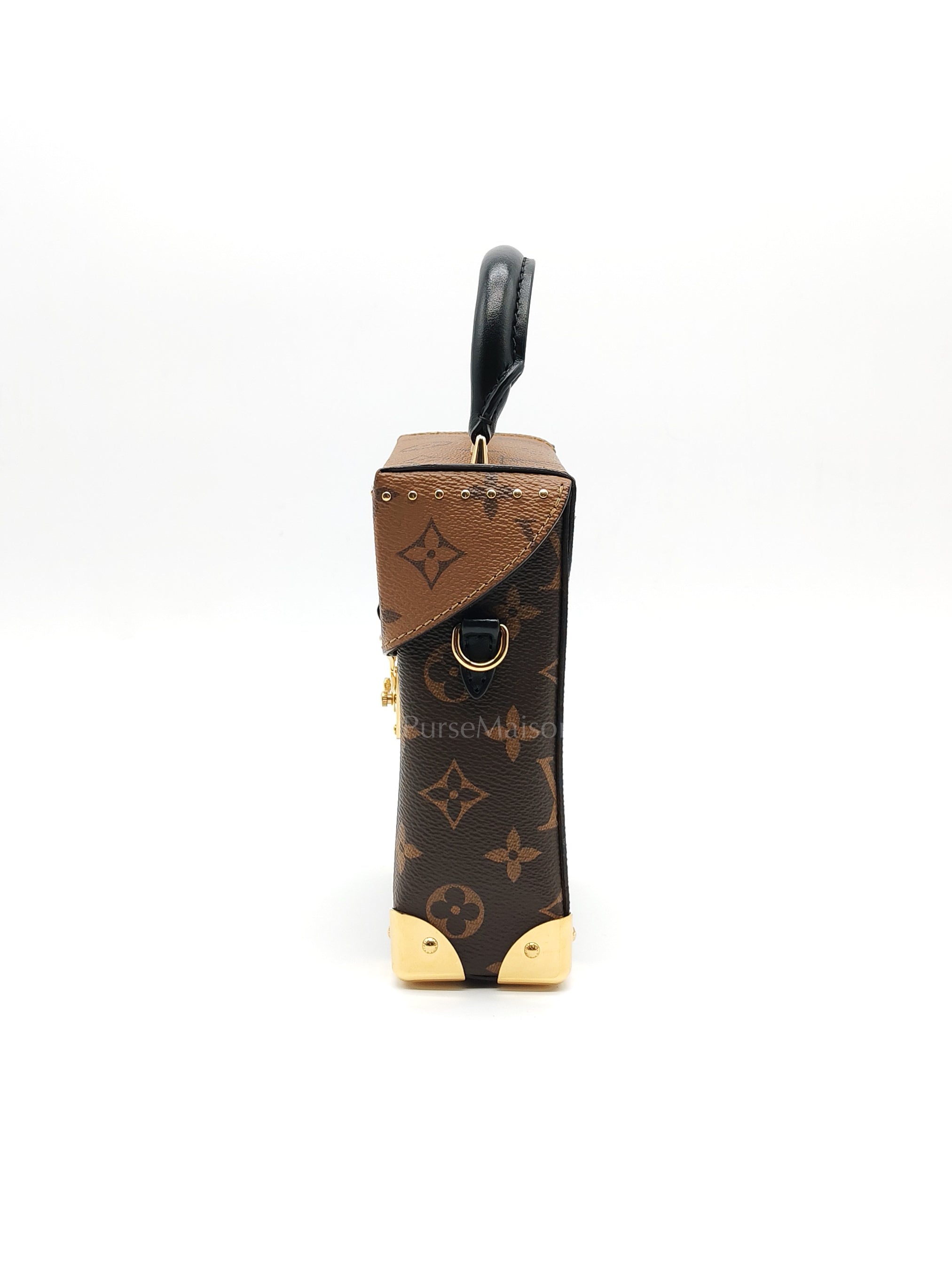 Camera Box Handbag in Reverse Monogram Canvas & Gold Hardware Microchip | Purse Maison Luxury Bags Shop