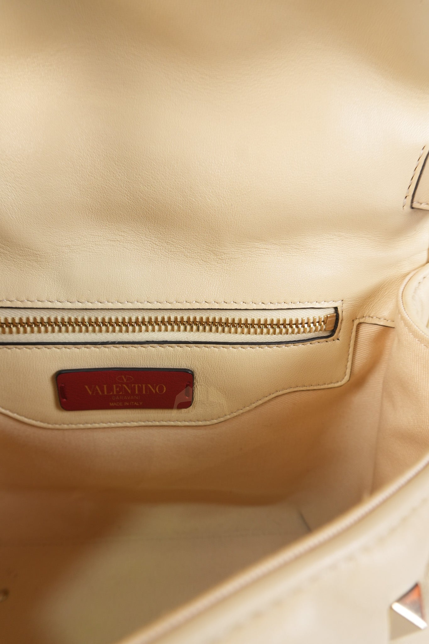 Candystud Nappa Top Handle in Light Beige Smooth Calfskin Leather | Purse Maison Luxury Bags Shop