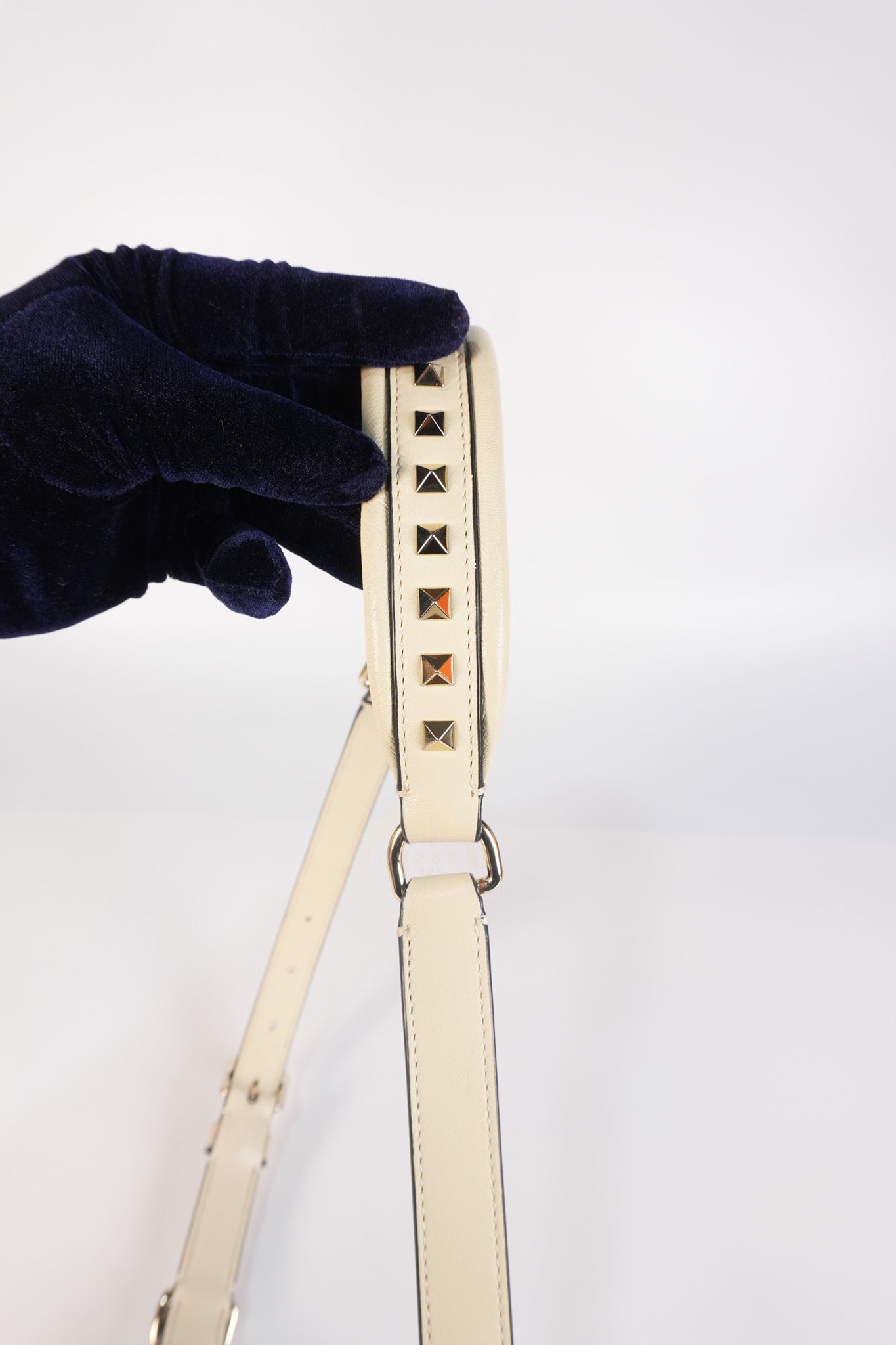 Candystud Nappa Top Handle in Light Beige Smooth Calfskin Leather | Purse Maison Luxury Bags Shop