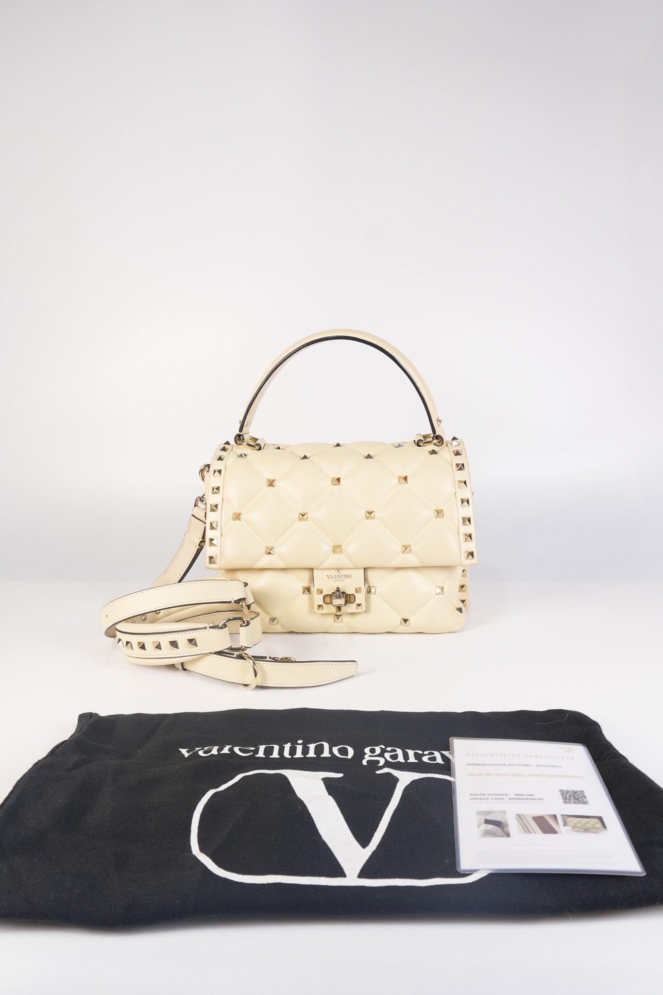 Candystud Nappa Top Handle in Light Beige Smooth Calfskin Leather | Purse Maison Luxury Bags Shop