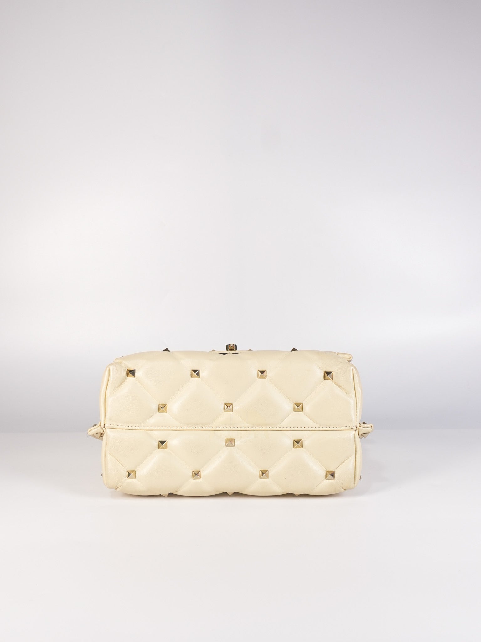 Candystud Nappa Top Handle in Light Beige Smooth Calfskin Leather | Purse Maison Luxury Bags Shop