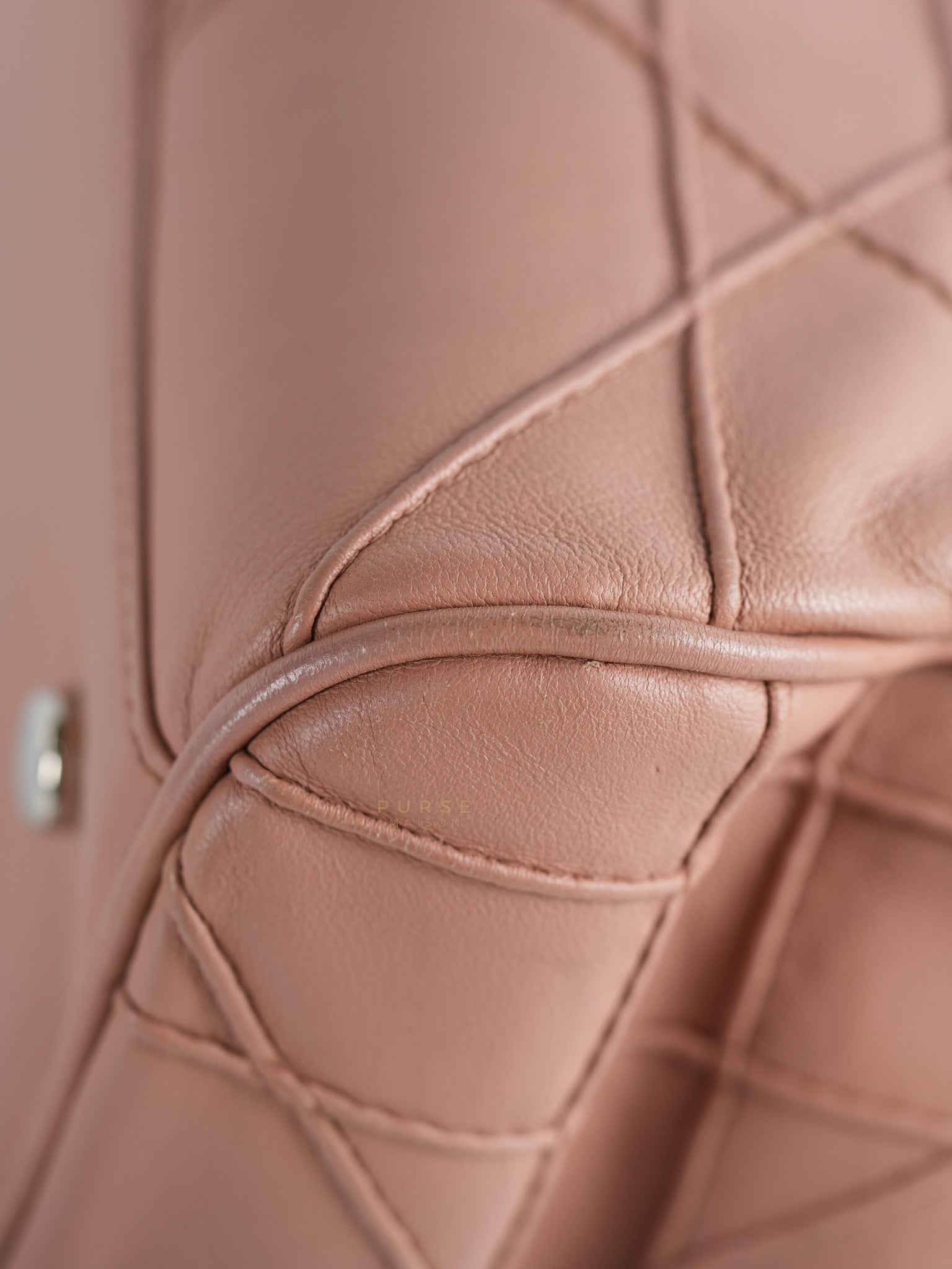 Cannage Vintage Large Baby Pink Crossbody Boston Bag | Purse Maison Luxury Bags Shop