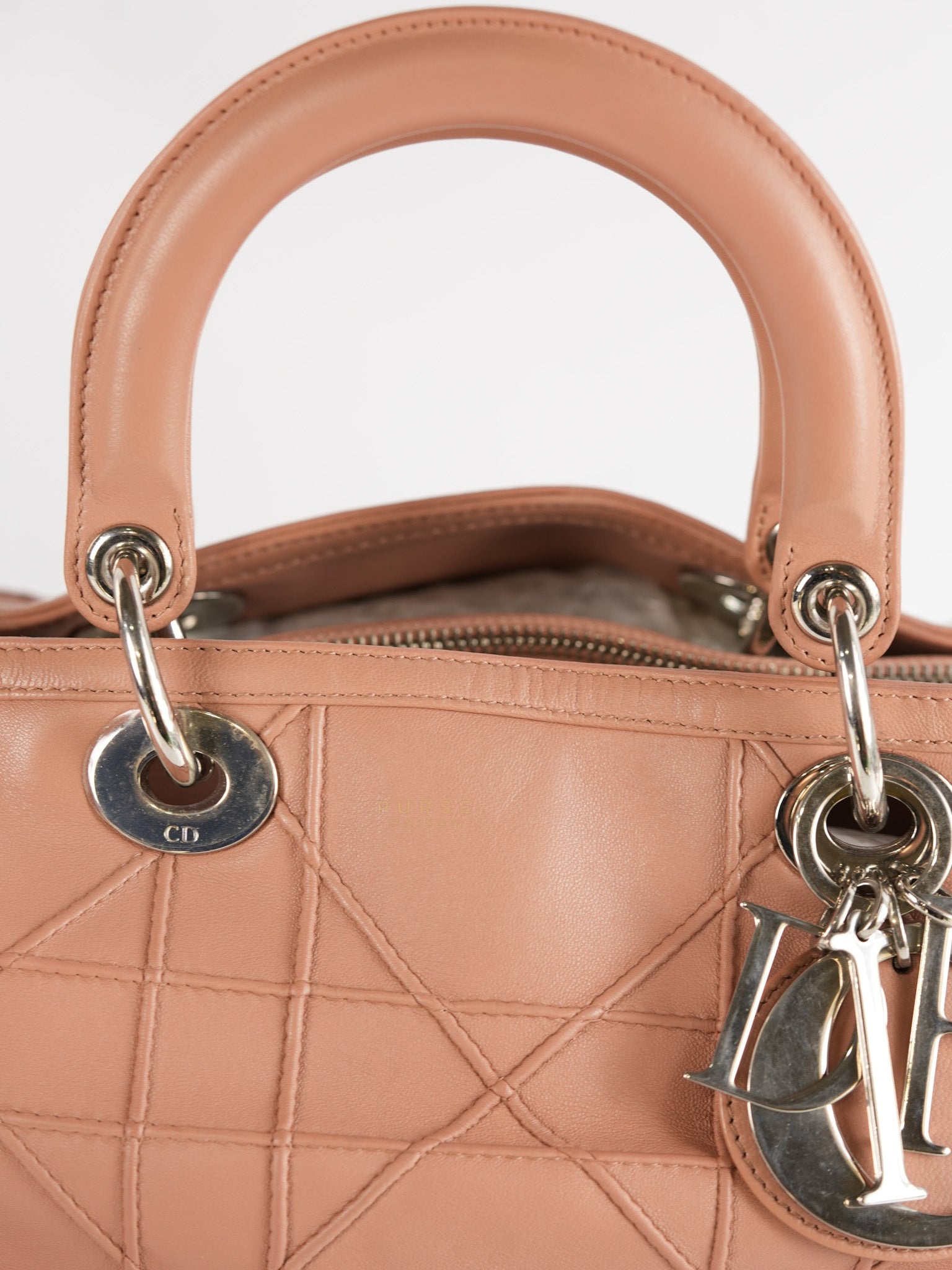 Cannage Vintage Large Baby Pink Crossbody Boston Bag | Purse Maison Luxury Bags Shop