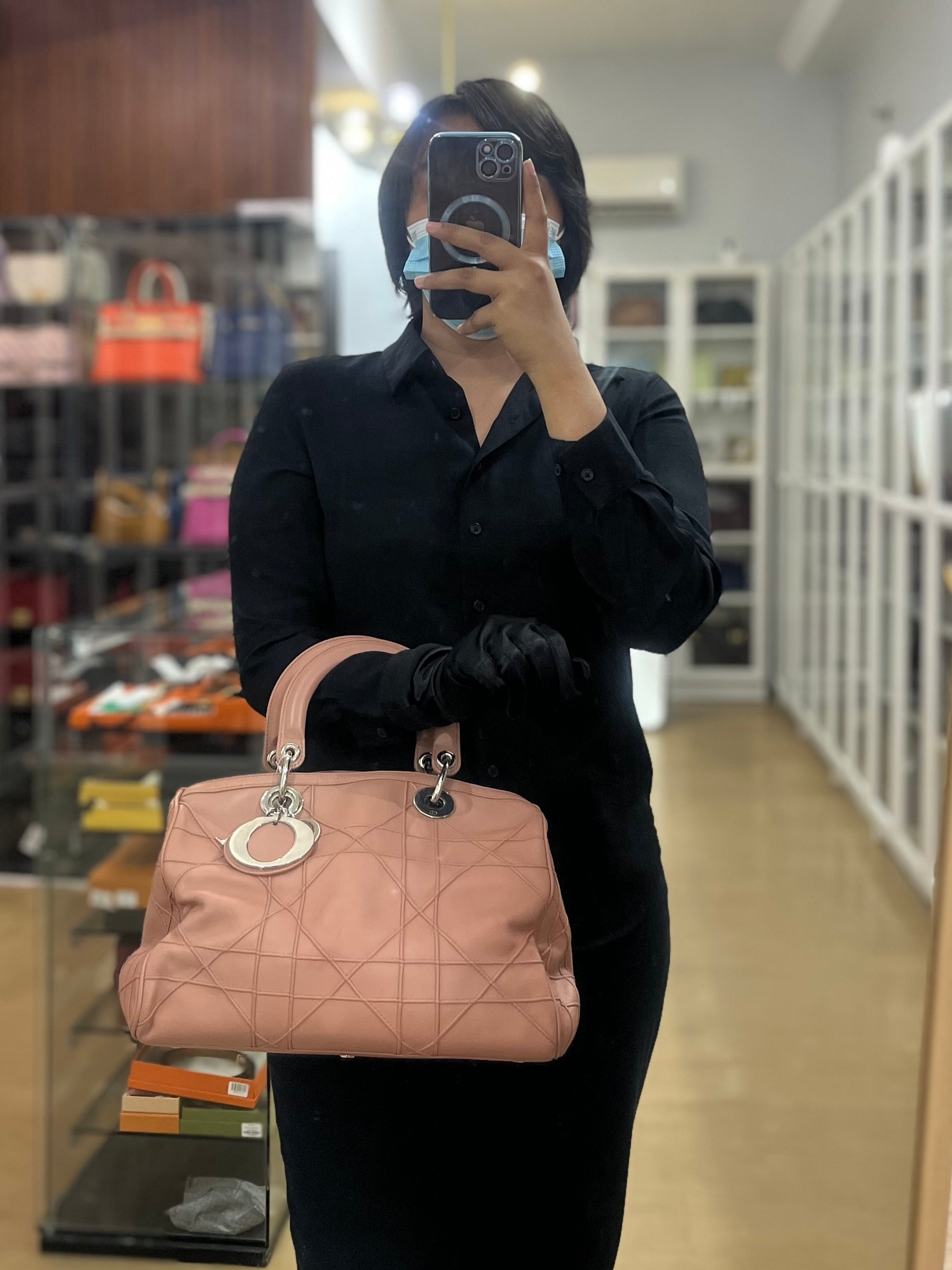 Cannage Vintage Large Baby Pink Crossbody Boston Bag | Purse Maison Luxury Bags Shop