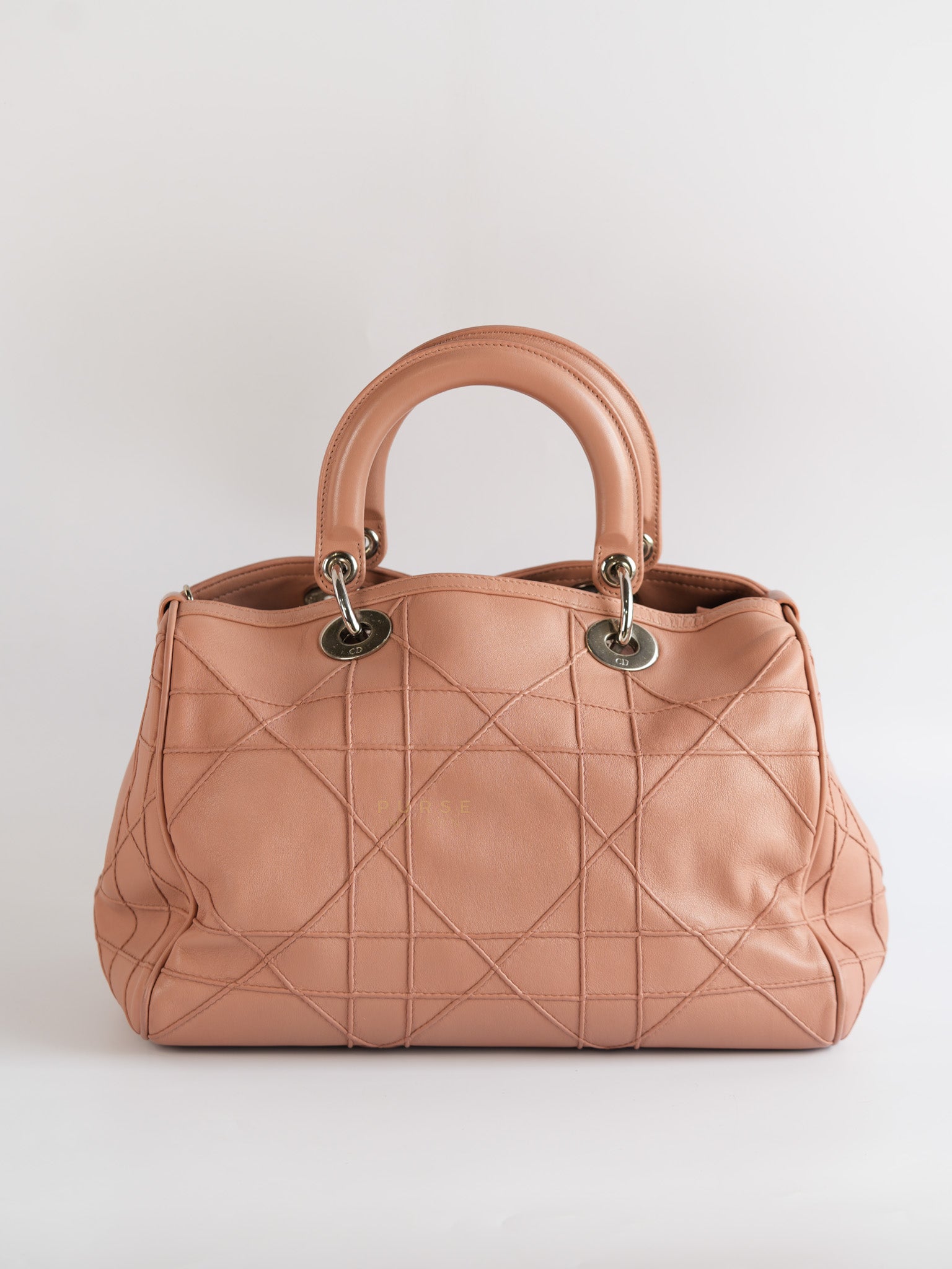 Cannage Vintage Large Baby Pink Crossbody Boston Bag | Purse Maison Luxury Bags Shop