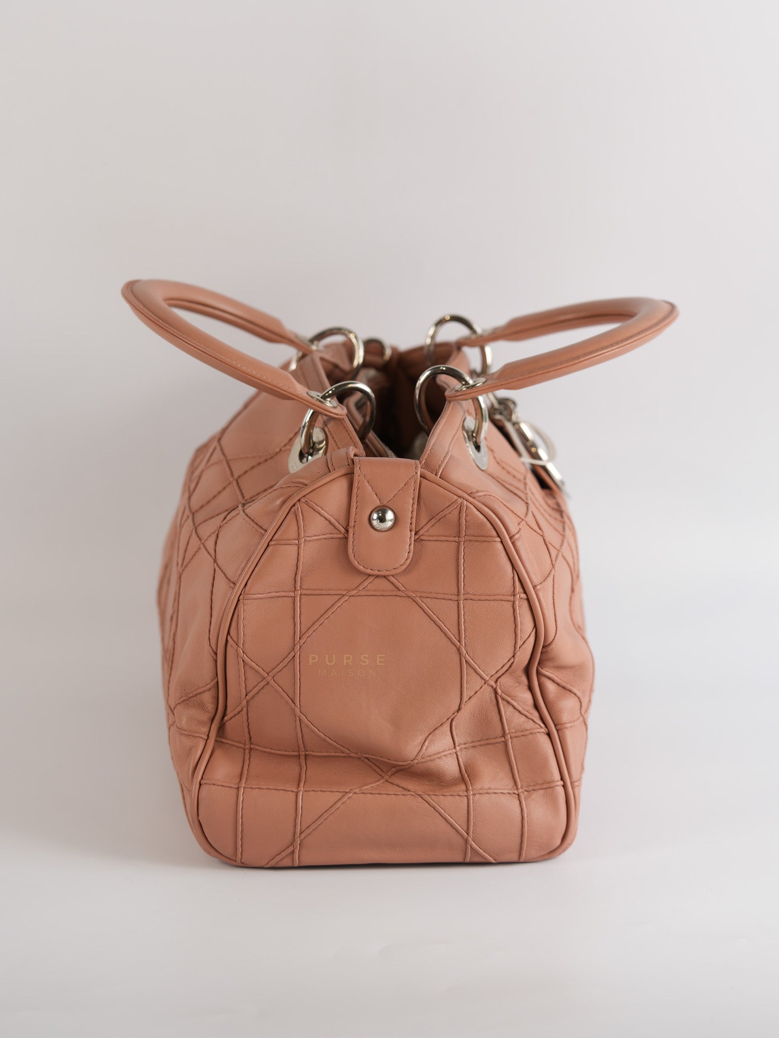 Cannage Vintage Large Baby Pink Crossbody Boston Bag | Purse Maison Luxury Bags Shop