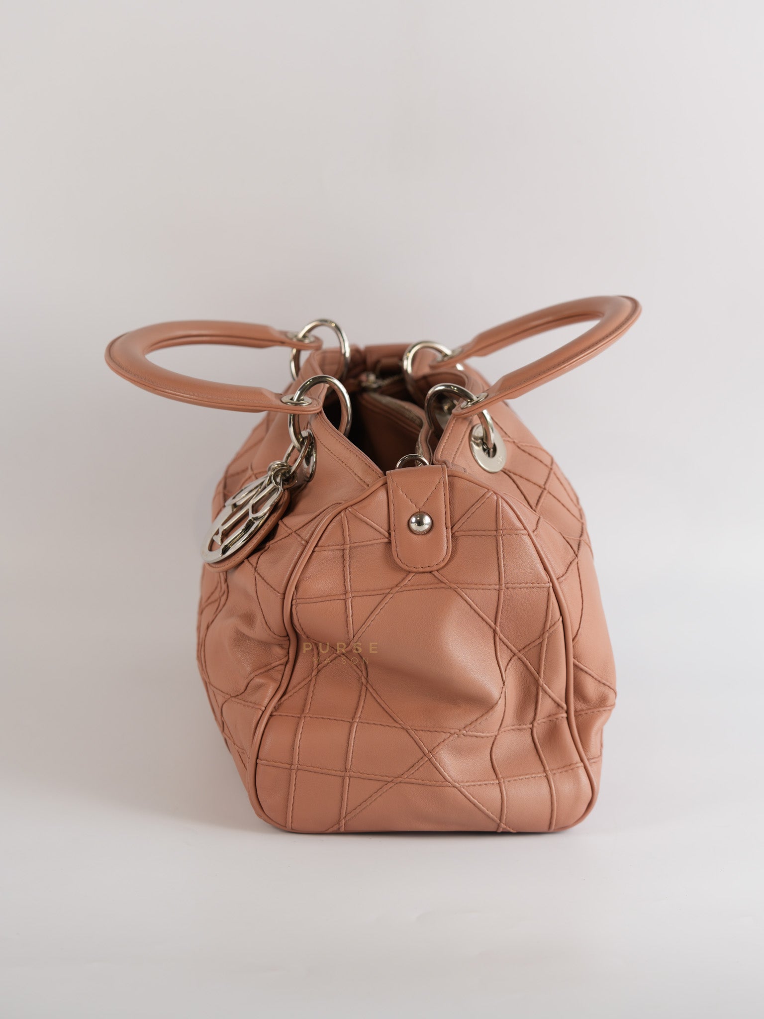 Cannage Vintage Large Baby Pink Crossbody Boston Bag | Purse Maison Luxury Bags Shop