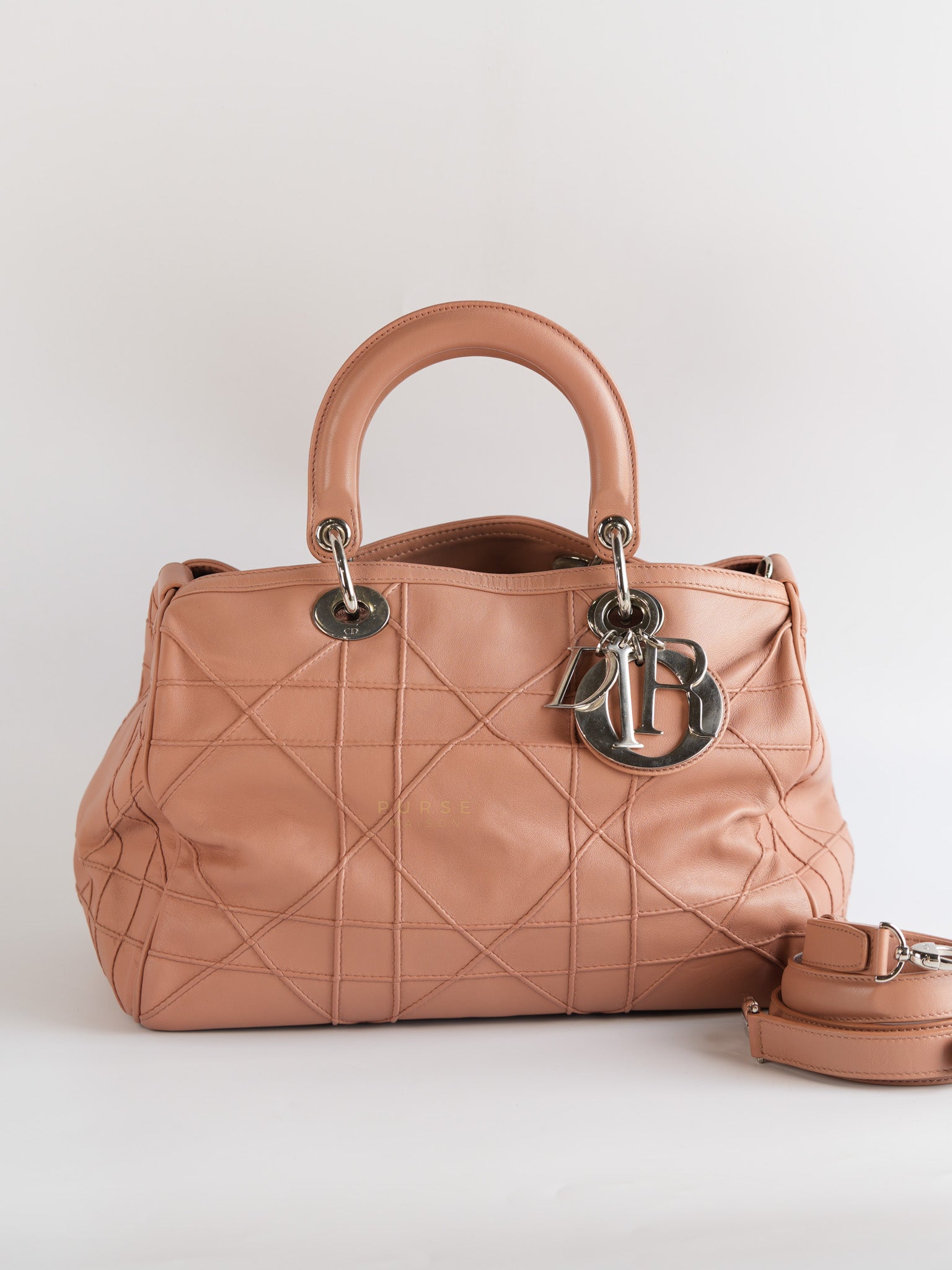 Cannage Vintage Large Baby Pink Crossbody Boston Bag | Purse Maison Luxury Bags Shop