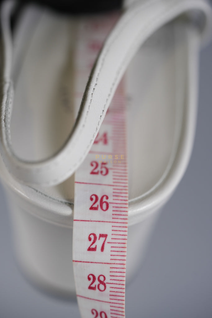 Cap Toe CC Slingback Pumps in White Lambskin Leather Size 38 EU(25 cm) | Purse Maison Luxury Bags Shop