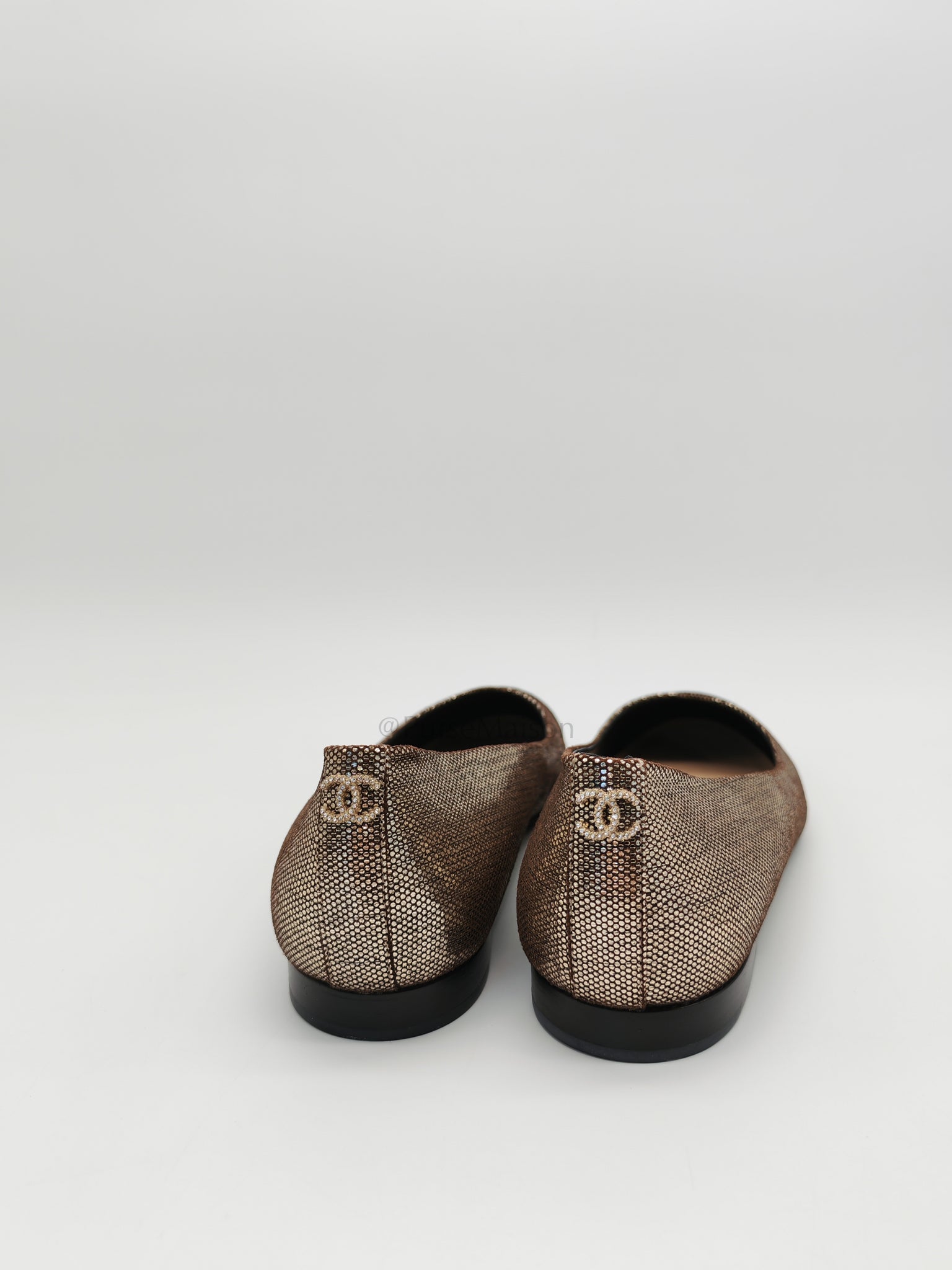 Cap Toe in Black Metallic Glitter Ballet Flats Size 38EU (24cm) | Purse Maison Luxury Bags Shop
