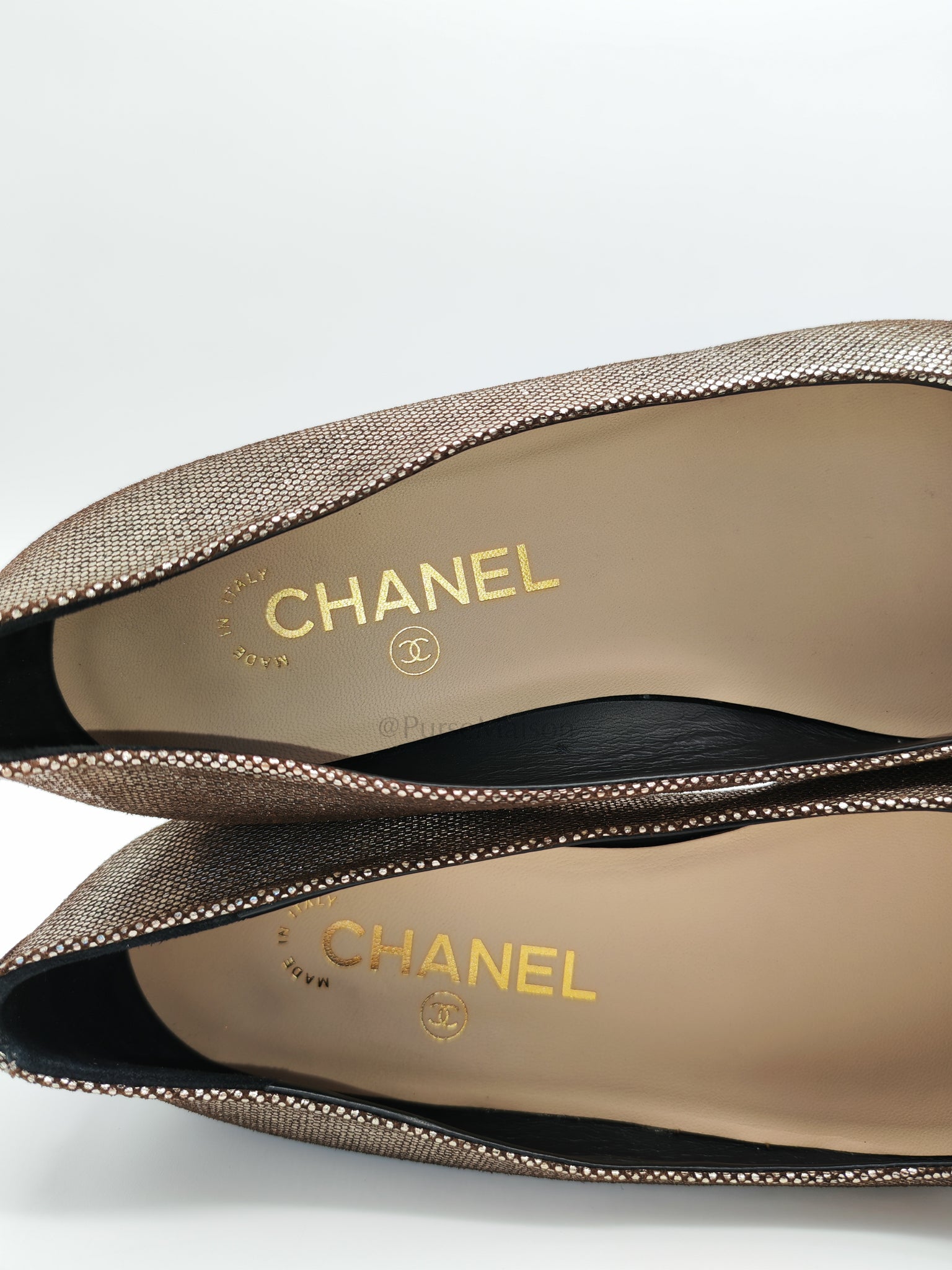 Cap Toe in Black Metallic Glitter Ballet Flats Size 38EU (24cm) | Purse Maison Luxury Bags Shop