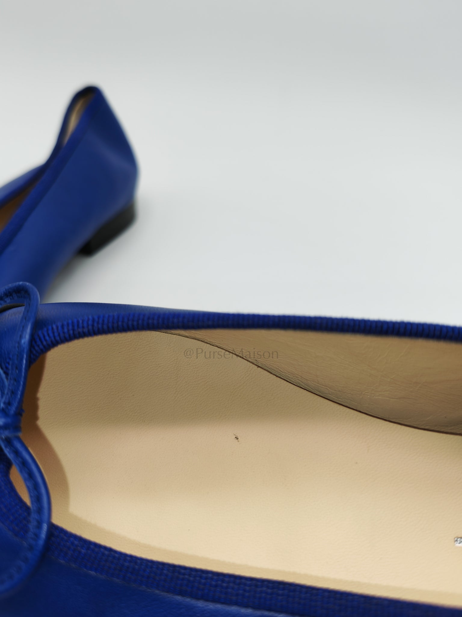 Cap Toe in Blue/Black Lambskin Leather Ballet Flats Size 37.5EU (23.5cm) | Purse Maison Luxury Bags Shop
